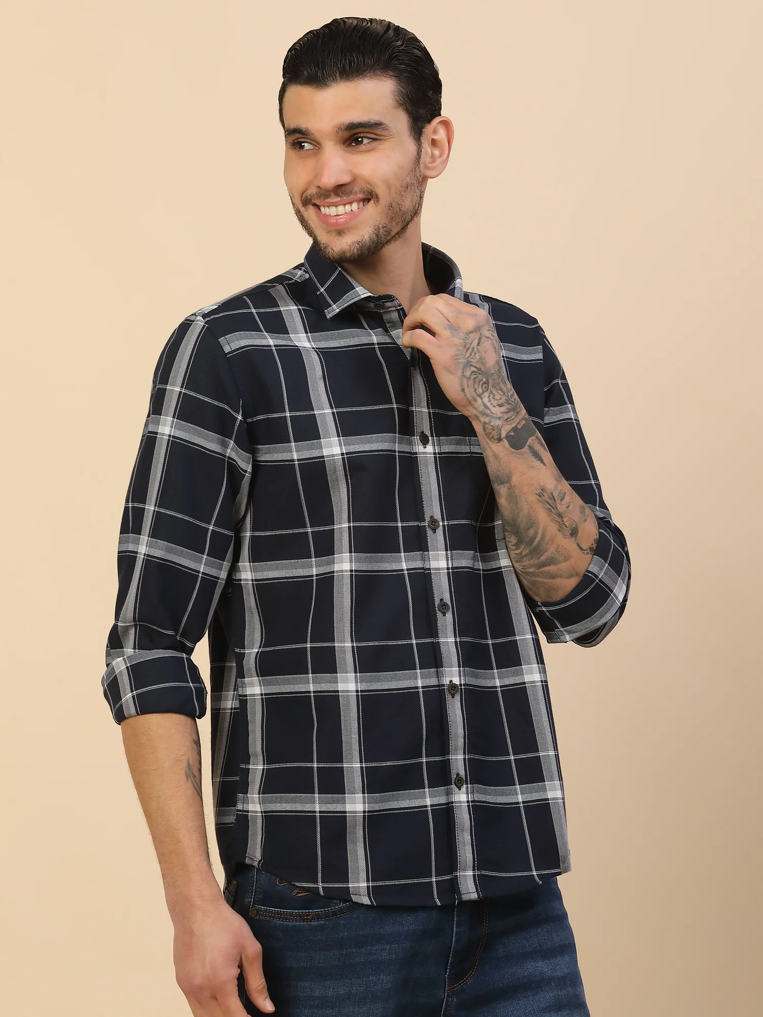 Men's Stylish Checkered Casual Shirt | Regular Fit | Full Sleeve | Pure Cotton | Smart Casual Wear - Image 7