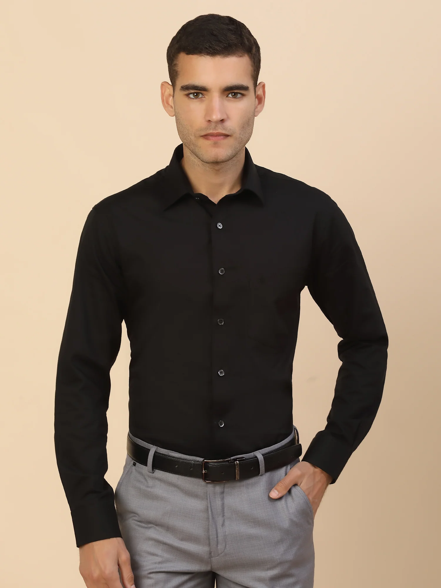 Men's Stylish Self Design Formal Shirt | Regular Fit Full Sleeve Pure Cotton Smart Formal Wear - Image 2