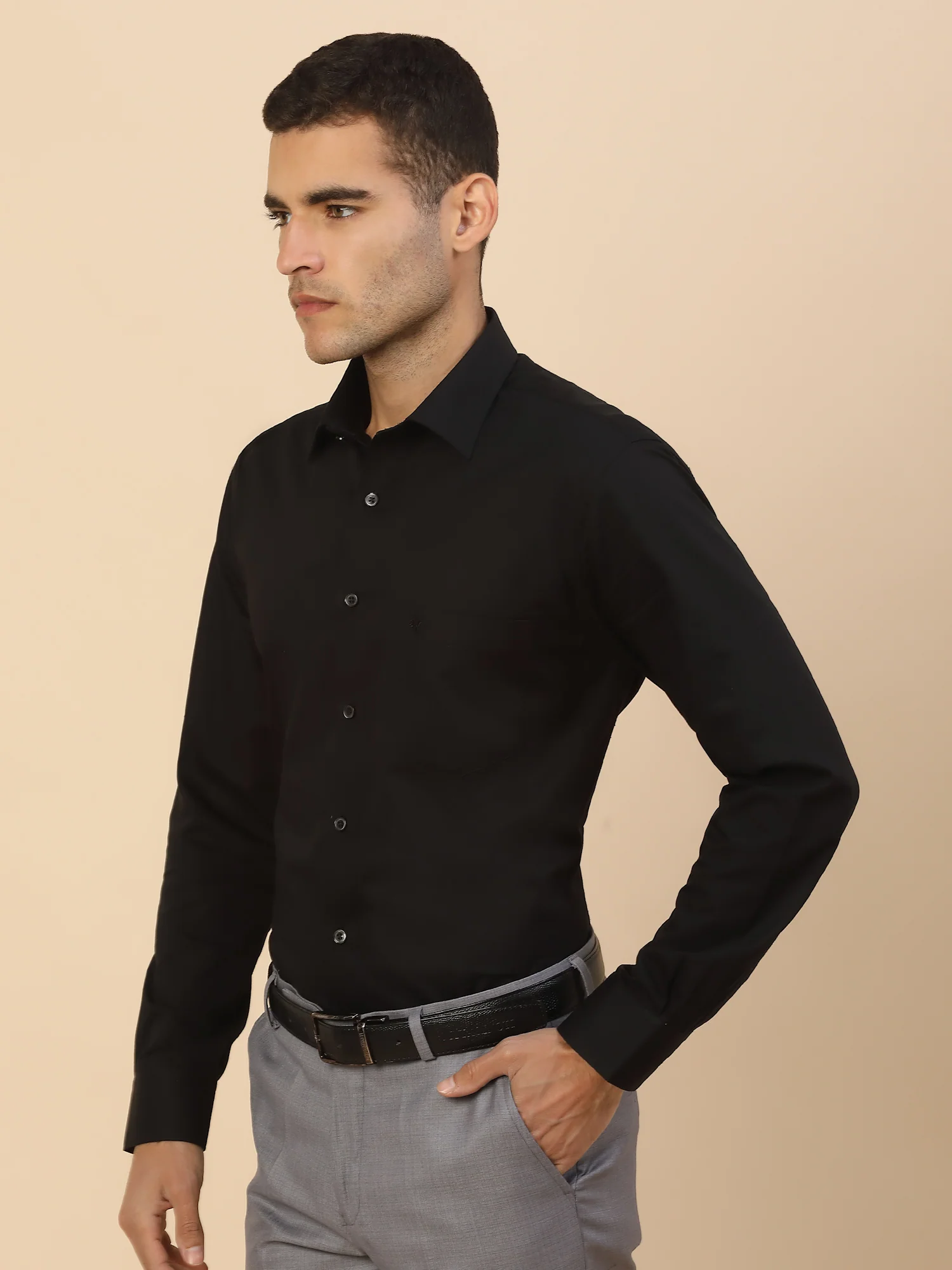 Men's Stylish Self Design Formal Shirt | Regular Fit Full Sleeve Pure Cotton Smart Formal Wear - Image 3
