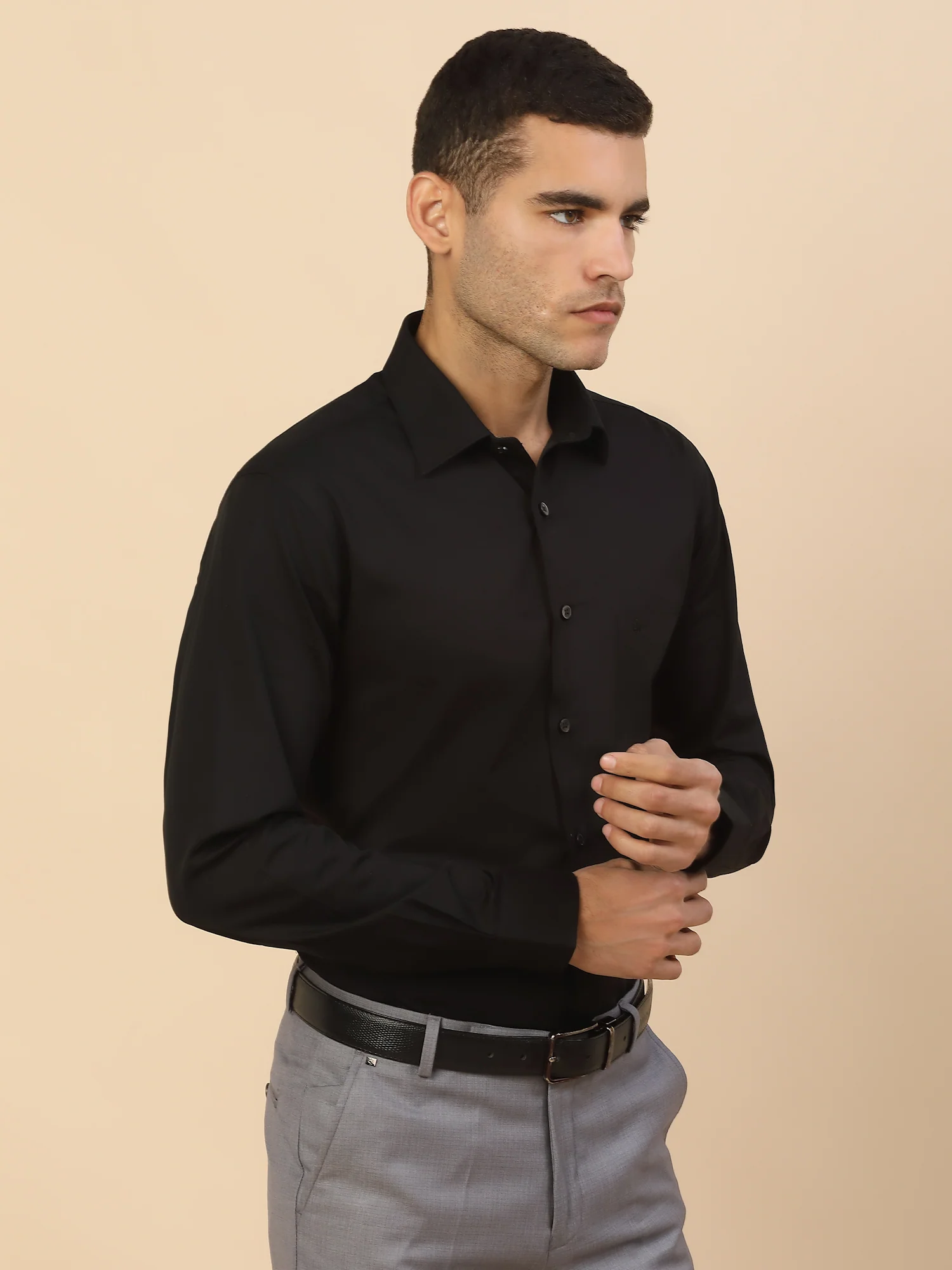 Men's Stylish Self Design Formal Shirt | Regular Fit Full Sleeve Pure Cotton Smart Formal Wear - Image 4