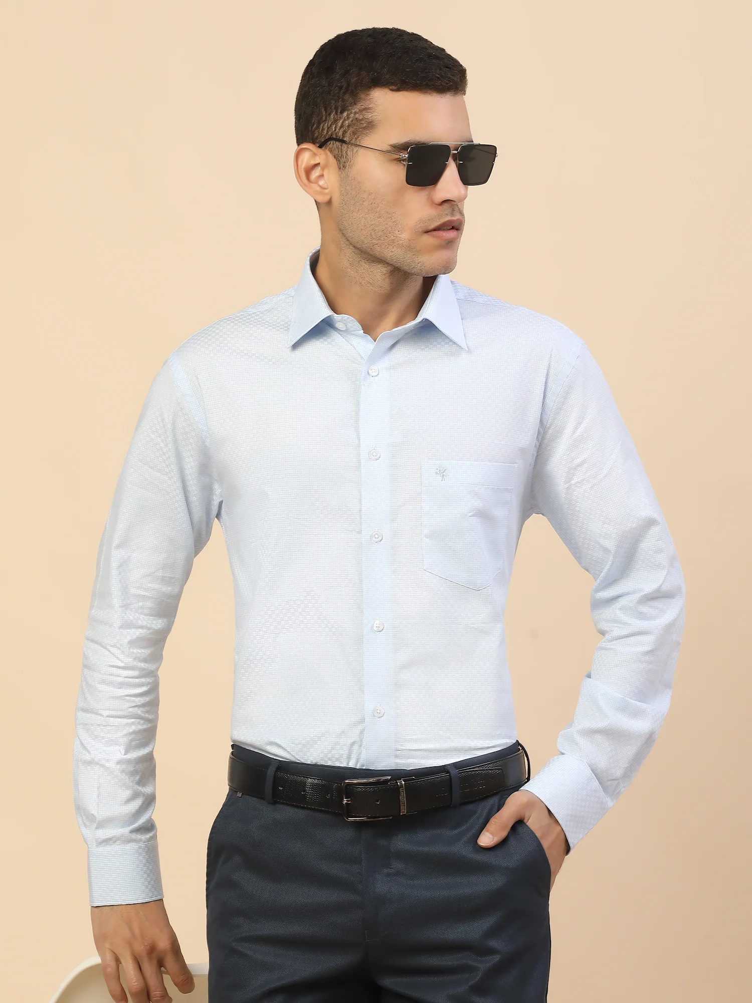 Men's Stylish Self Design Formal Shirt | Regular Fit | Full Sleeve | Pure Cotton | Smart Formal Wear - Image 7