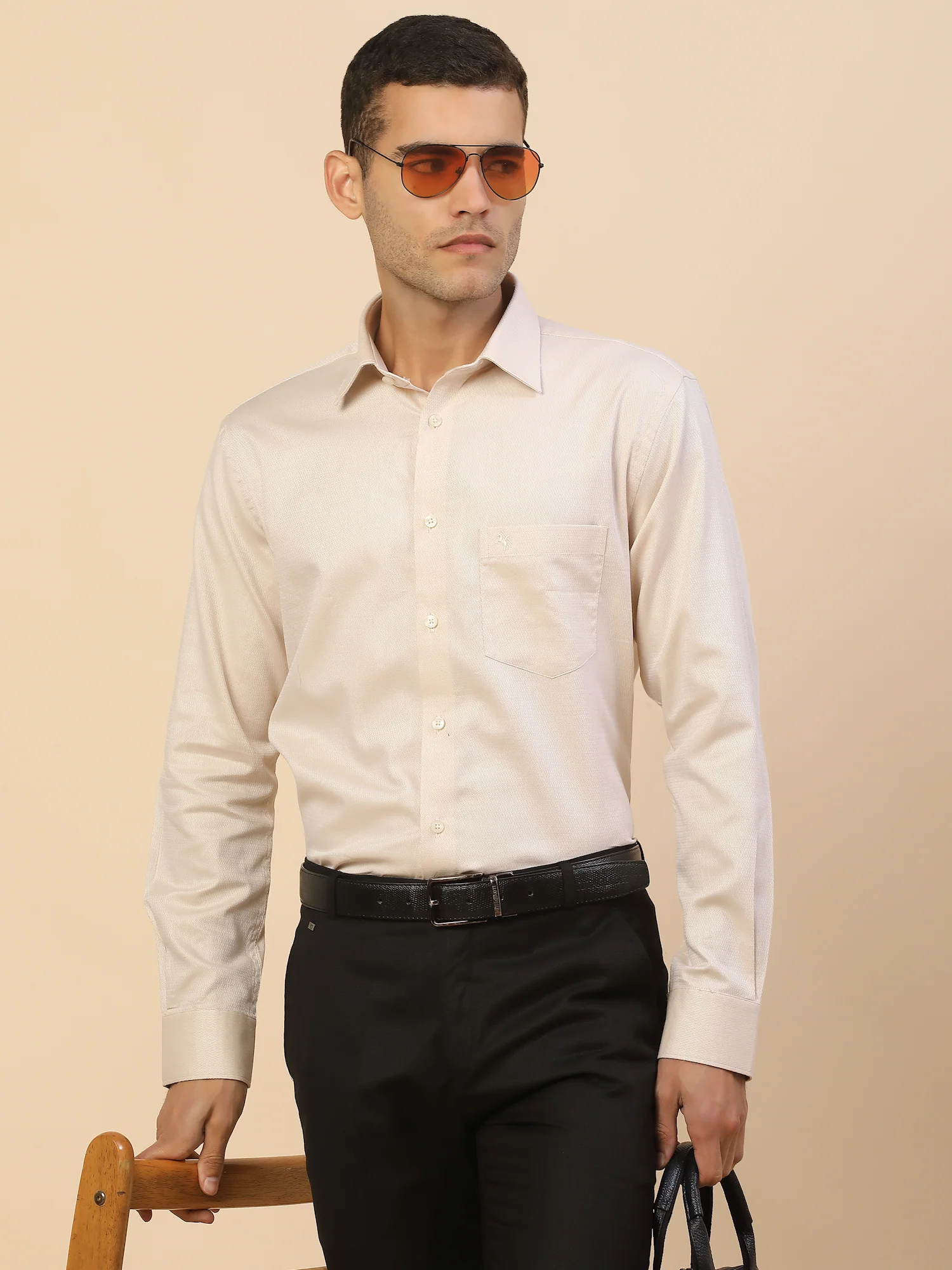 Men's Stylish Self Design Formal Shirt | Regular Fit | Full Sleeve | Pure Cotton | Smart Formal Wear - Image 2