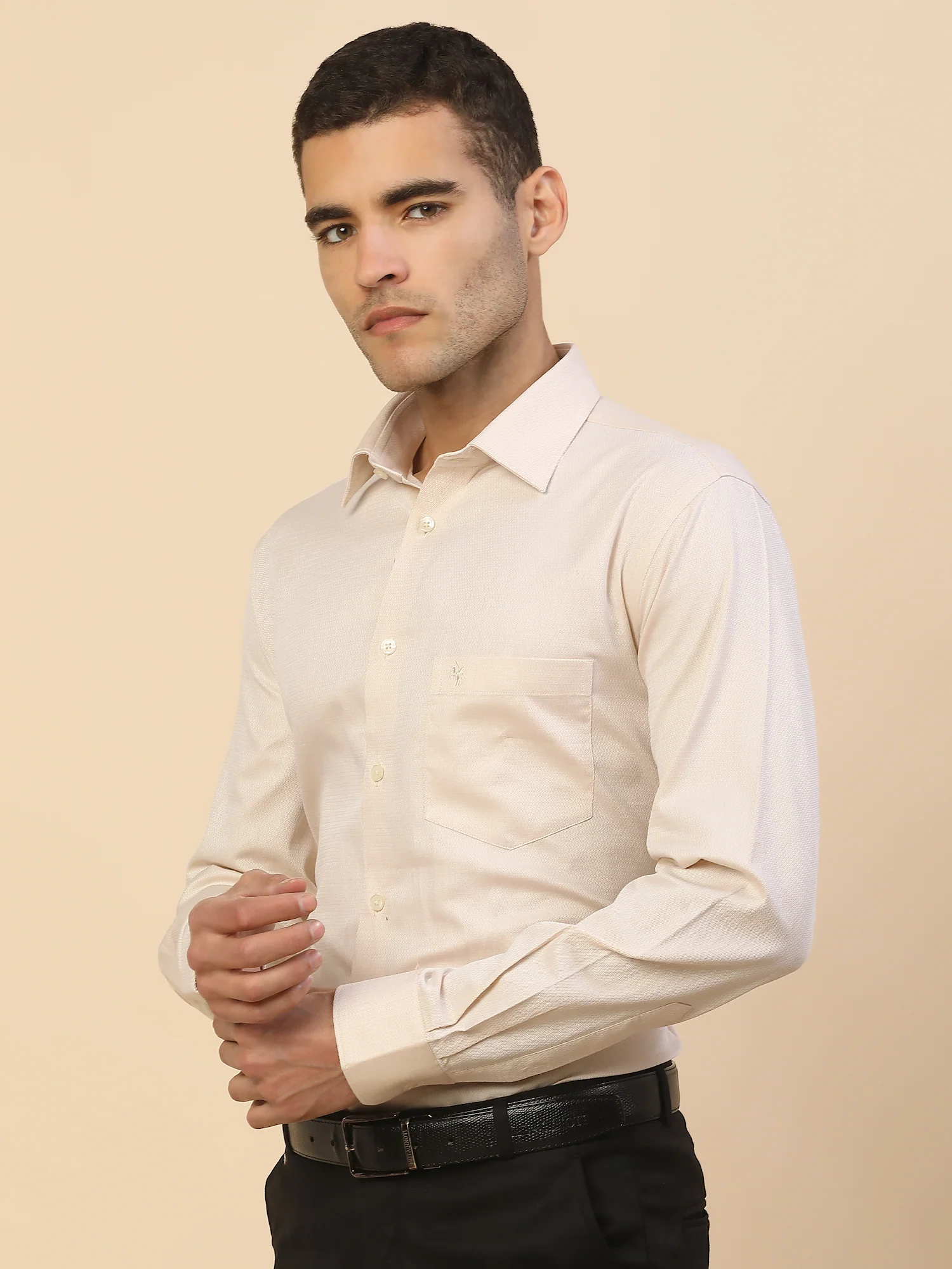 Men's Stylish Self Design Formal Shirt | Regular Fit | Full Sleeve | Pure Cotton | Smart Formal Wear - Image 5