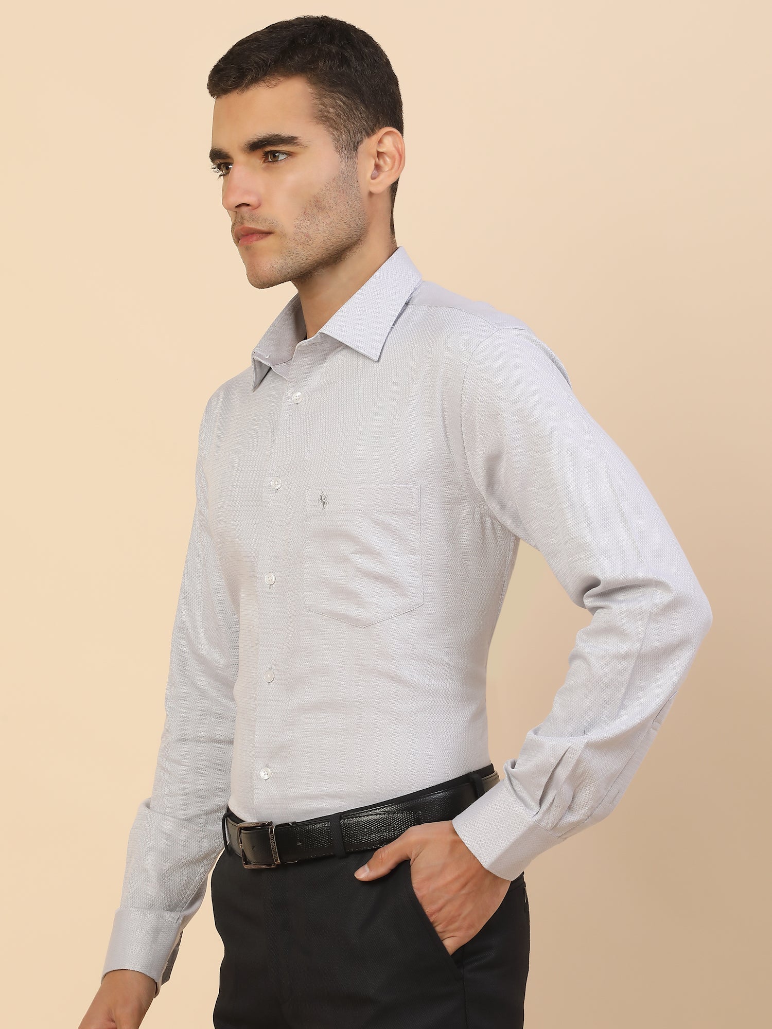 Men's Stylish Self Design Formal Shirt | Regular Fit | Full Sleeve | Pure Cotton | Smart Formal Wear - Image 4