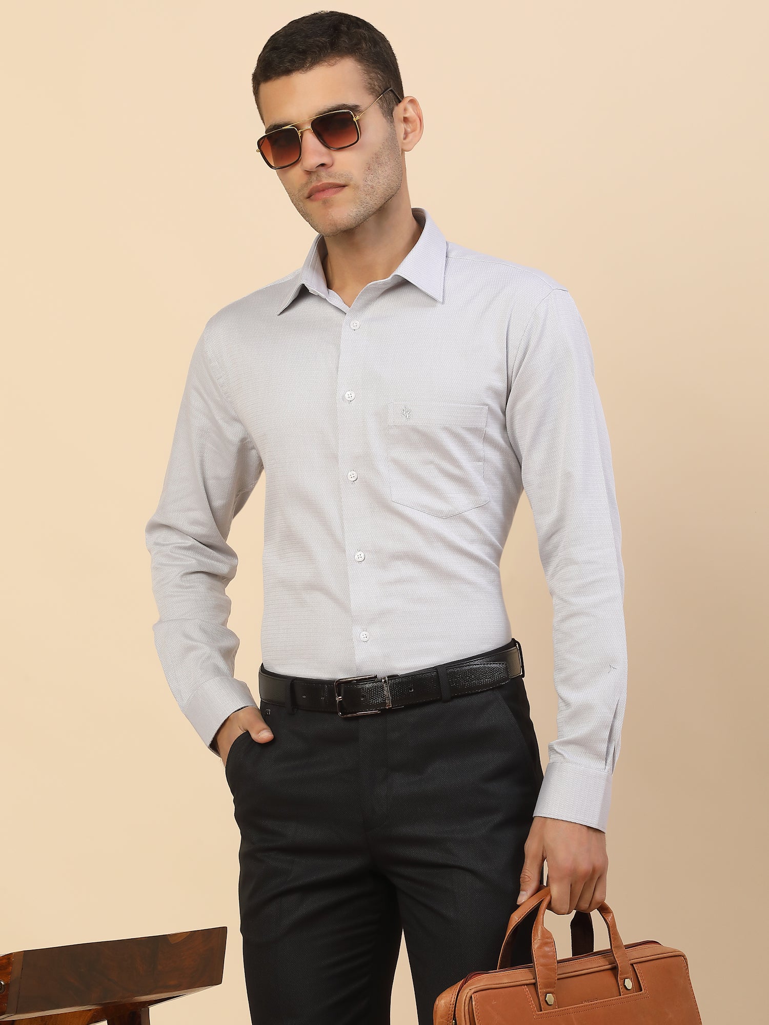 Men's Stylish Self Design Formal Shirt | Regular Fit | Full Sleeve | Pure Cotton | Smart Formal Wear - Image 8