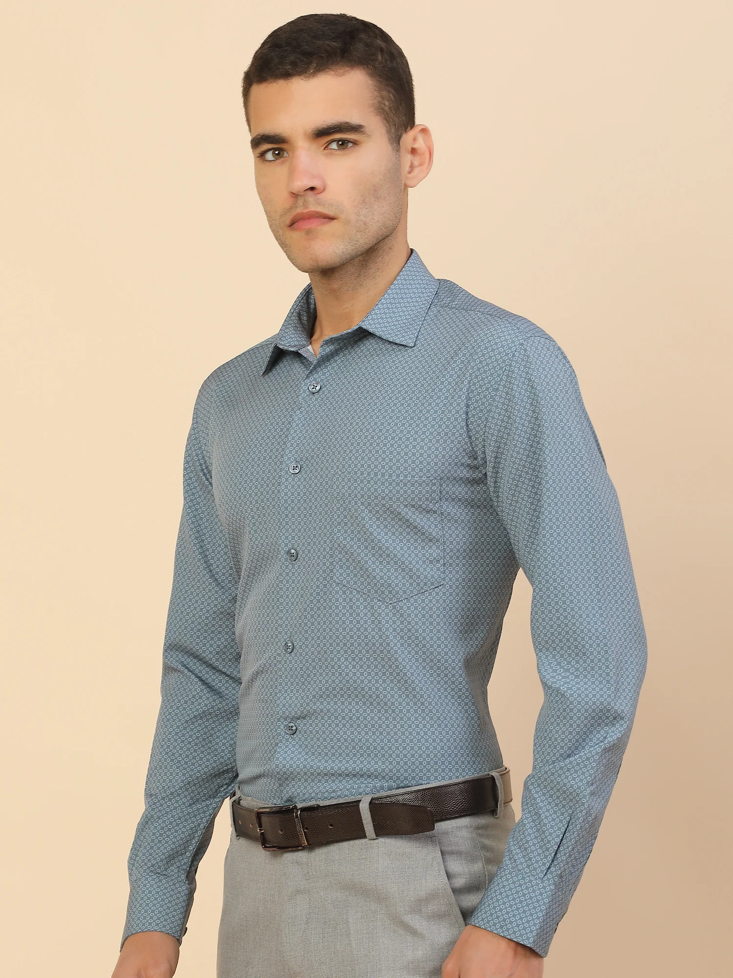 Men's Stylish Printed Formal Shirt | Regular Fit | Full Sleeve | Polyester | Smart Formal Wear - Image 4