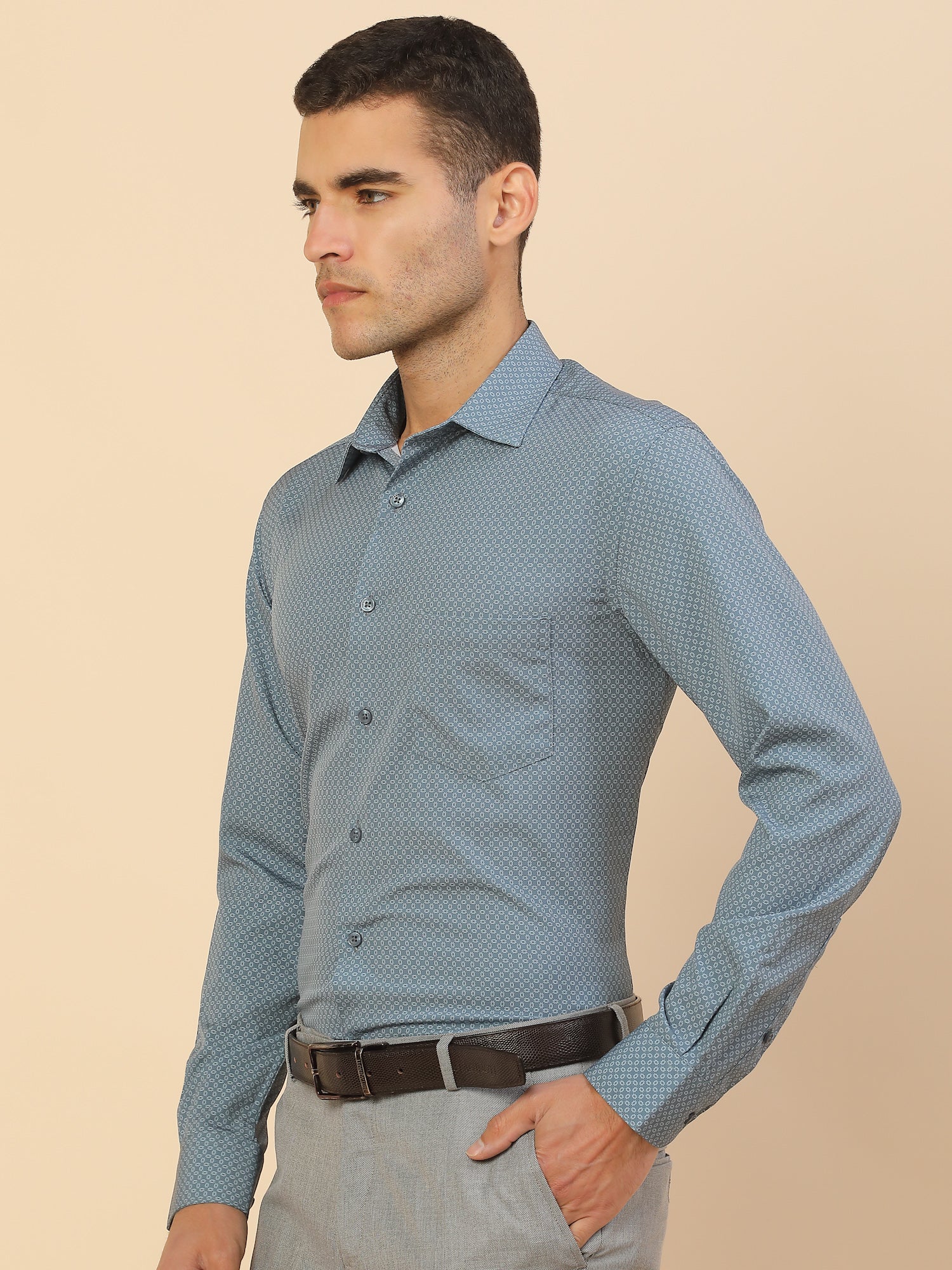 Men's Stylish Printed Formal Shirt | Regular Fit | Full Sleeve | Polyester | Smart Formal Wear - Image 5