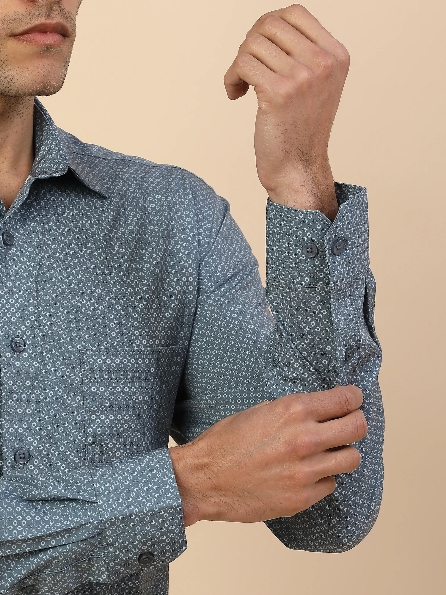 Men's Stylish Printed Formal Shirt | Regular Fit | Full Sleeve | Polyester | Smart Formal Wear - Image 7