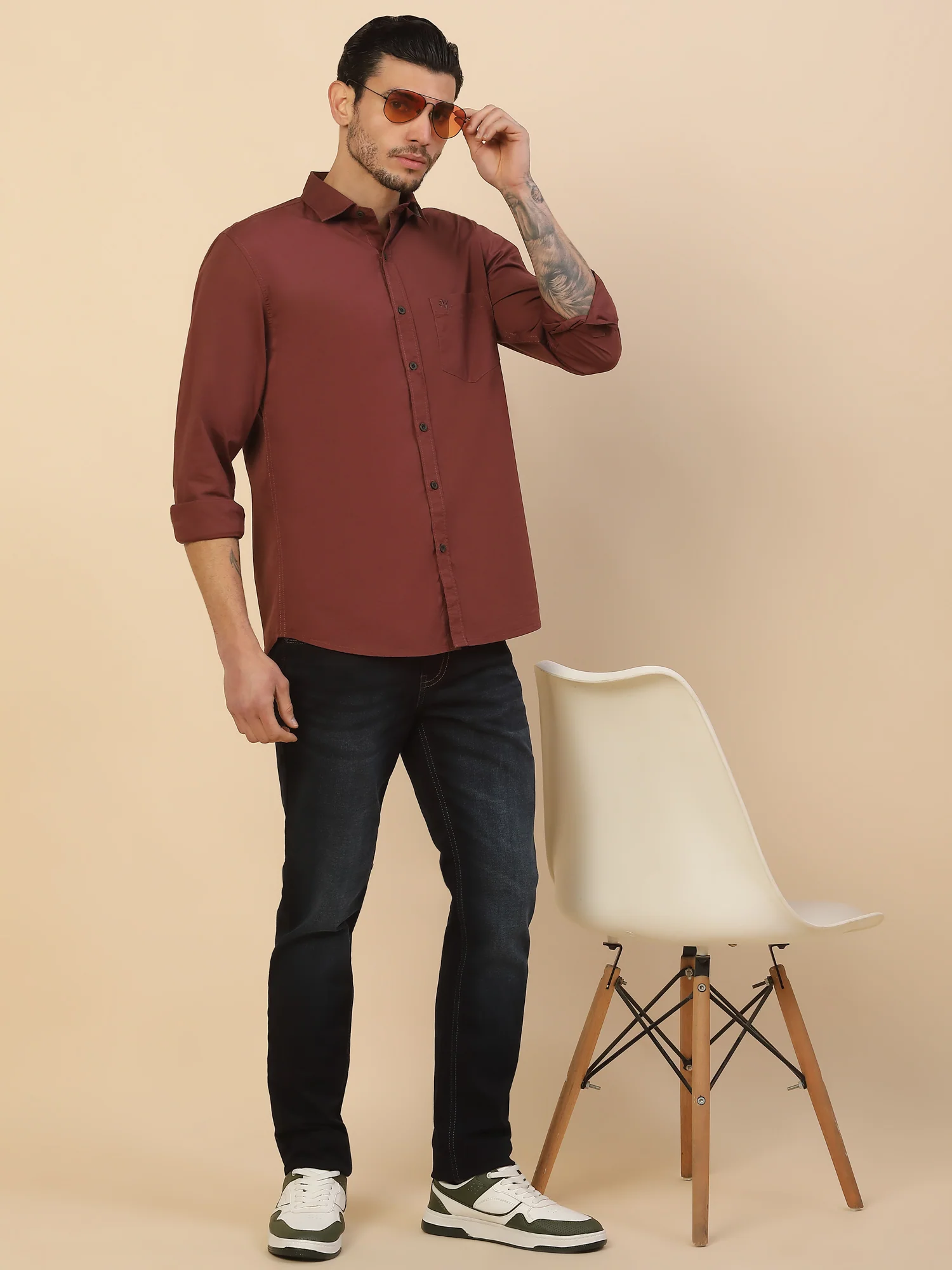Men's Stylish Solid Casual Shirt | Regular Fit | Full Sleeve | Cotton Blend | Smart Casual Wear