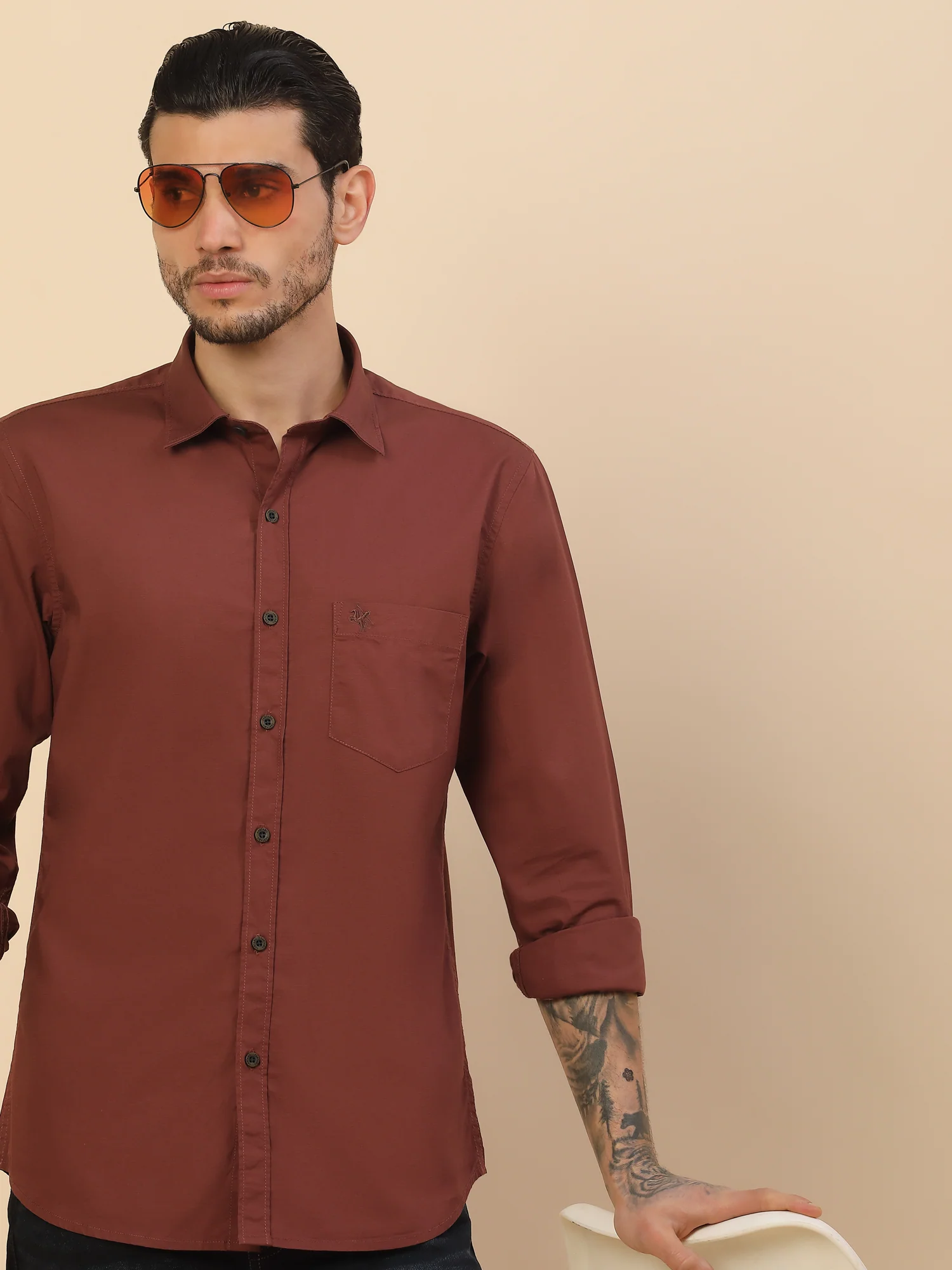 Men's Stylish Solid Casual Shirt | Regular Fit | Full Sleeve | Cotton Blend | Smart Casual Wear - Image 2