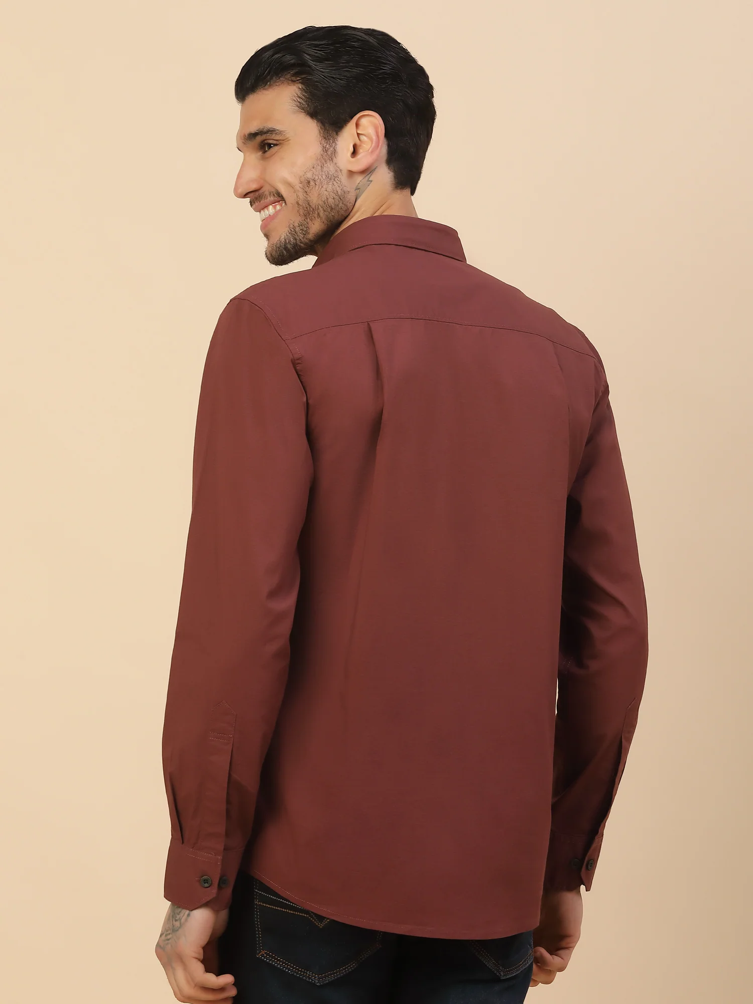Men's Stylish Solid Casual Shirt | Regular Fit | Full Sleeve | Cotton Blend | Smart Casual Wear - Image 4