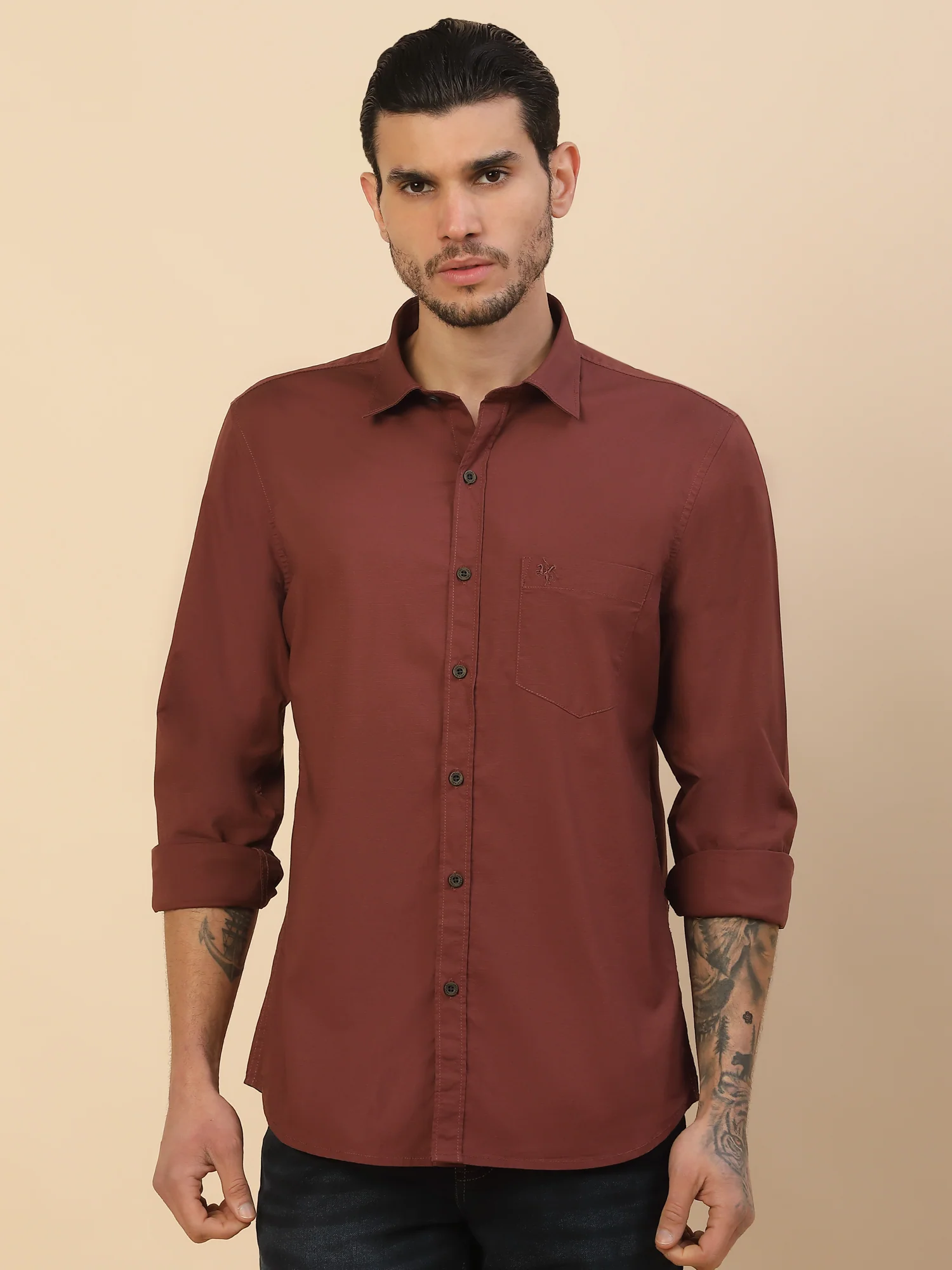 Men's Stylish Solid Casual Shirt | Regular Fit | Full Sleeve | Cotton Blend | Smart Casual Wear - Image 8