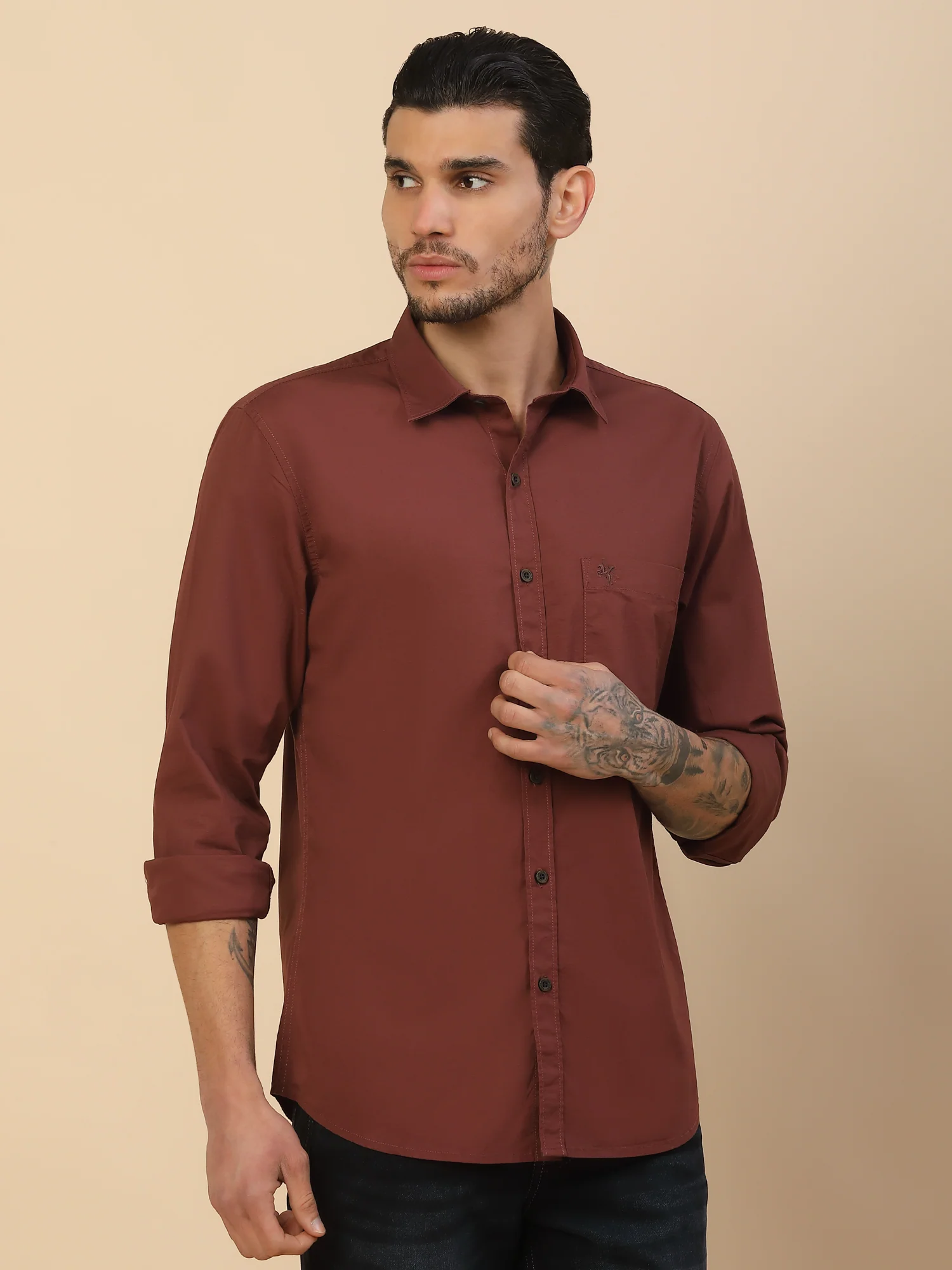 Men's Stylish Solid Casual Shirt | Regular Fit | Full Sleeve | Cotton Blend | Smart Casual Wear - Image 9