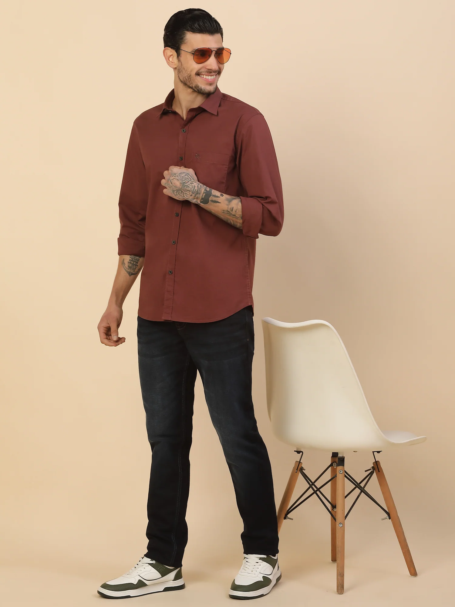 Men's Stylish Solid Casual Shirt | Regular Fit | Full Sleeve | Cotton Blend | Smart Casual Wear