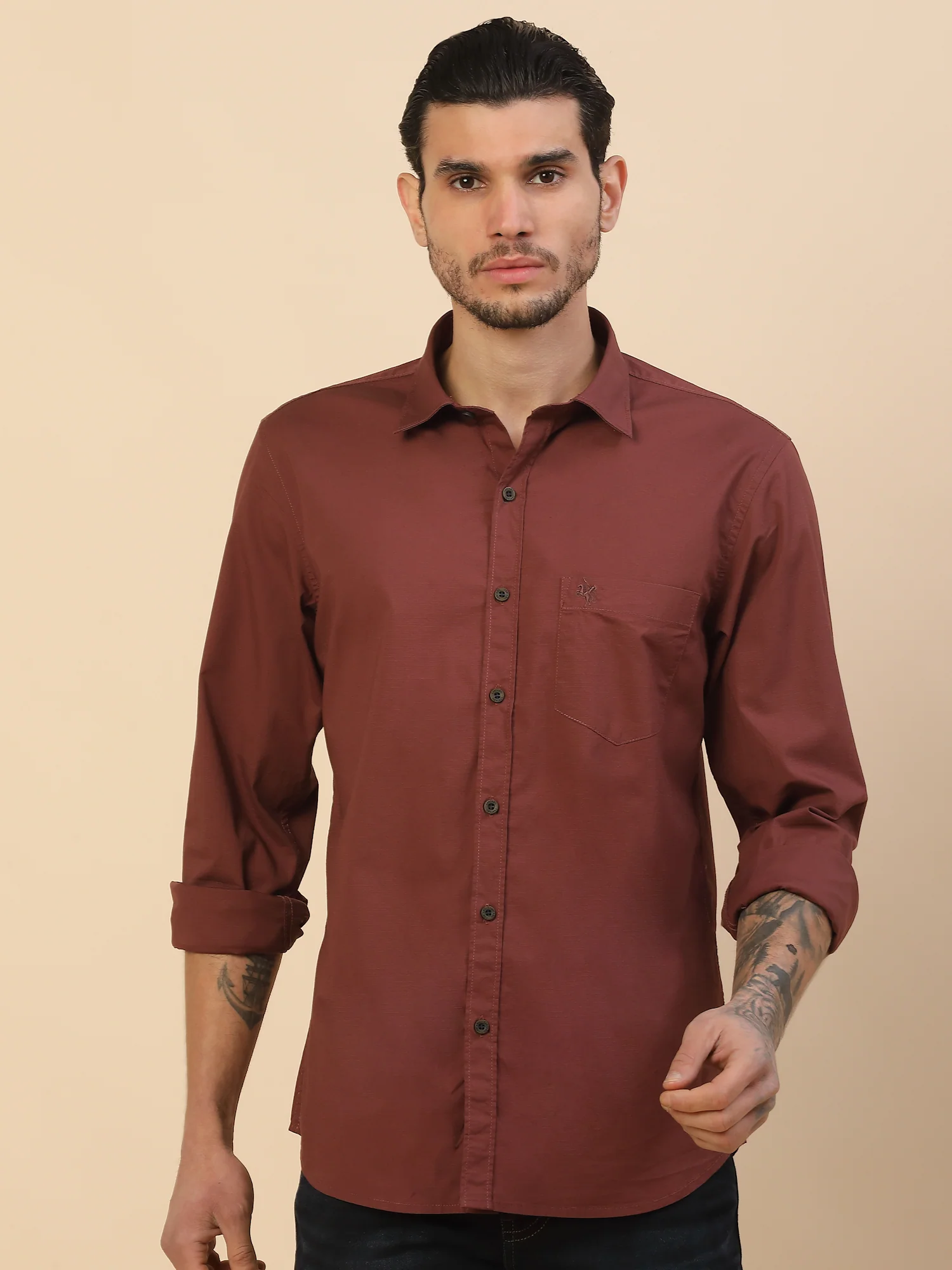 Men's Stylish Solid Casual Shirt | Regular Fit | Full Sleeve | Cotton Blend | Smart Casual Wear - Image 5