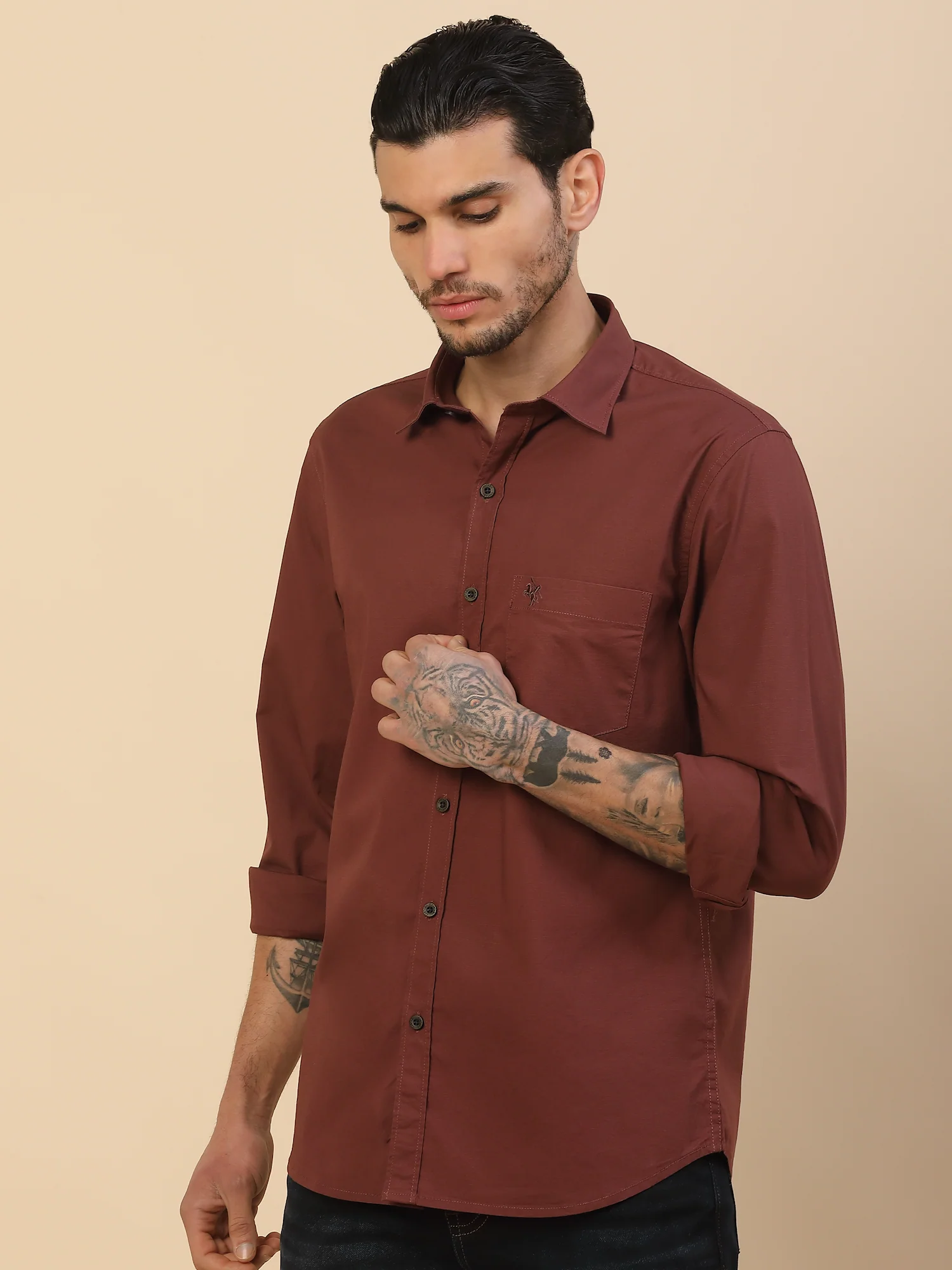 Men's Stylish Solid Casual Shirt | Regular Fit | Full Sleeve | Cotton Blend | Smart Casual Wear - Image 6
