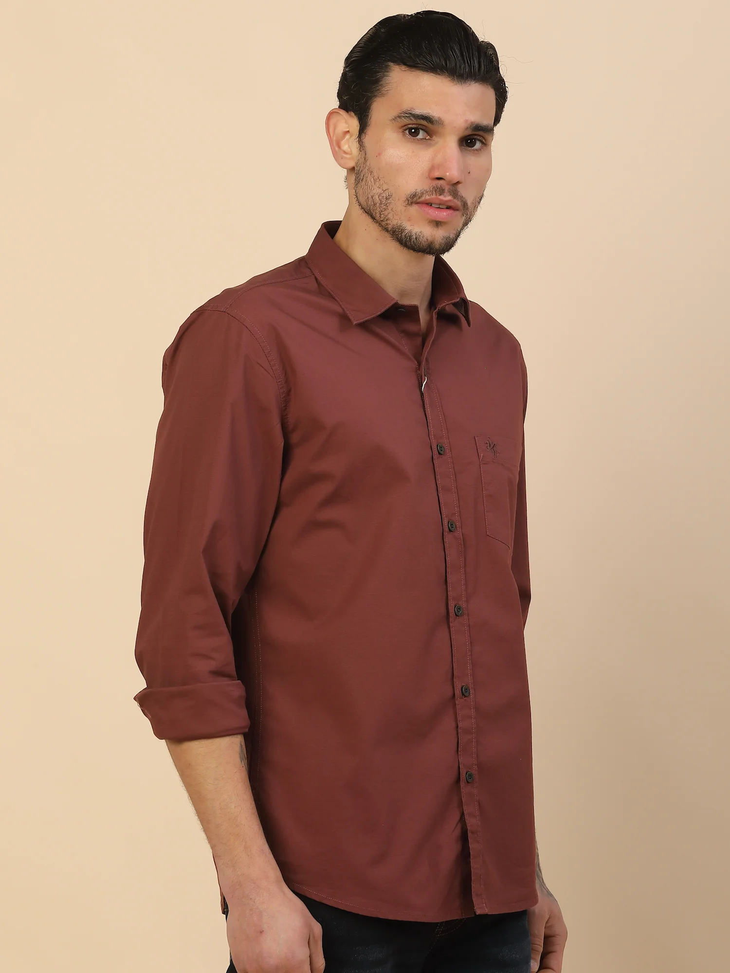 Men's Stylish Solid Casual Shirt | Regular Fit | Full Sleeve | Cotton Blend | Smart Casual Wear - Image 7