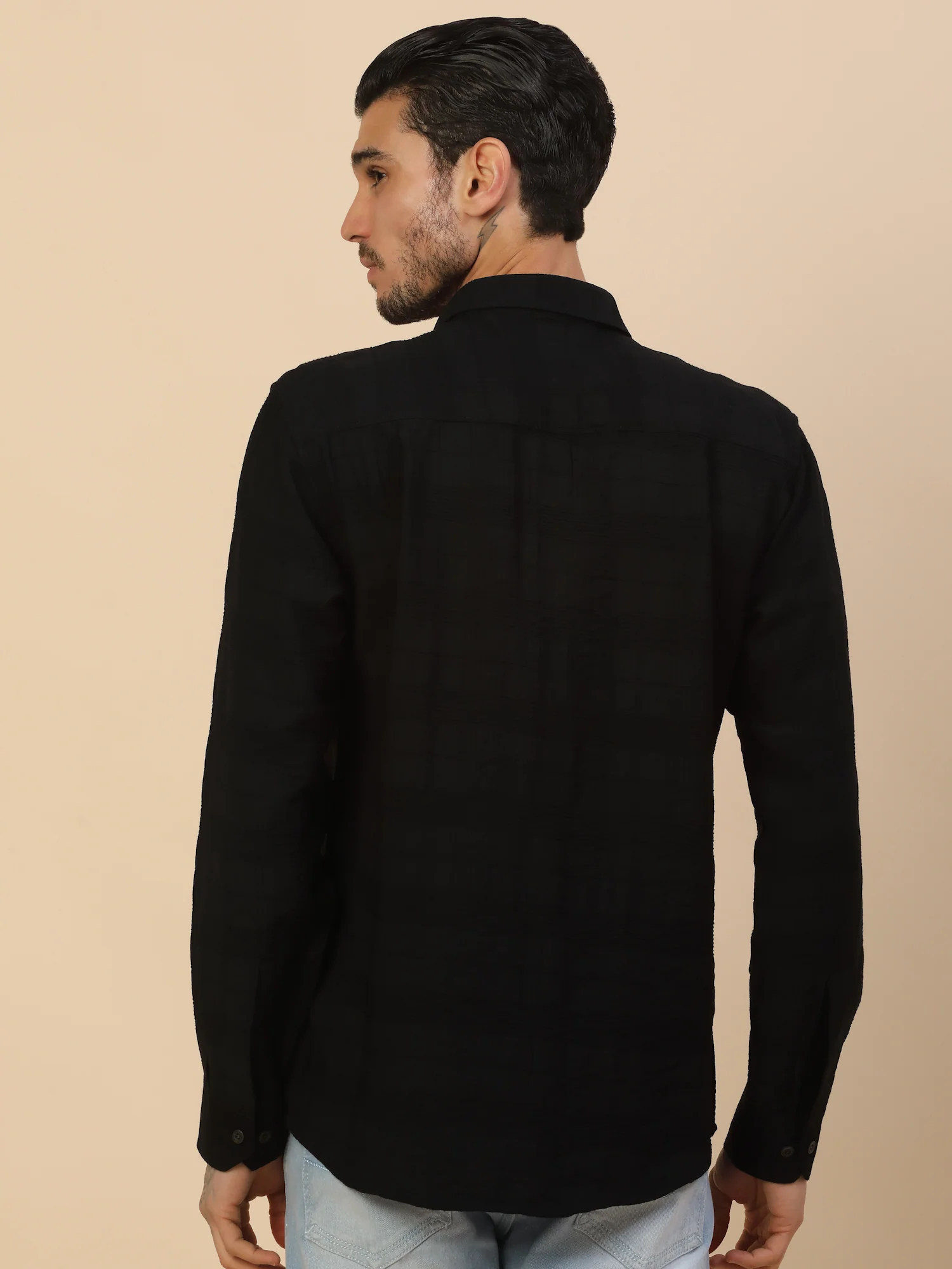 Men's Stylish Self Design Casual Shirt | Regular Fit | Full Sleeve | Nylon | Smart Casual Wear - Image 2