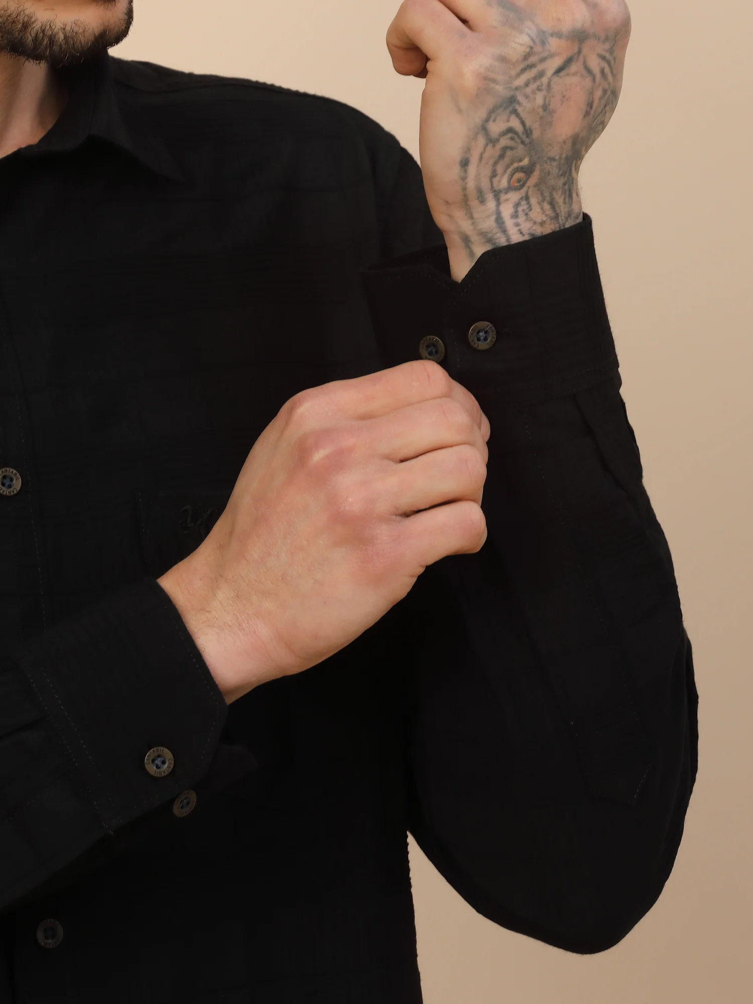 Men's Stylish Self Design Casual Shirt | Regular Fit | Full Sleeve | Nylon | Smart Casual Wear - Image 3
