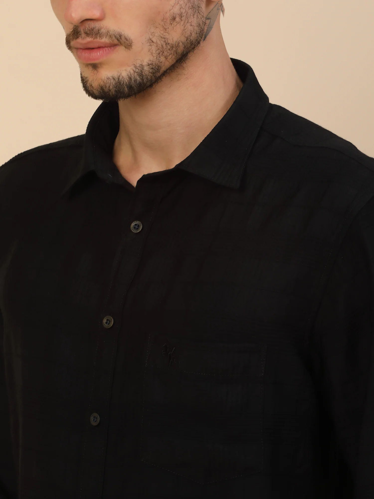 Men's Stylish Self Design Casual Shirt | Regular Fit | Full Sleeve | Nylon | Smart Casual Wear - Image 4