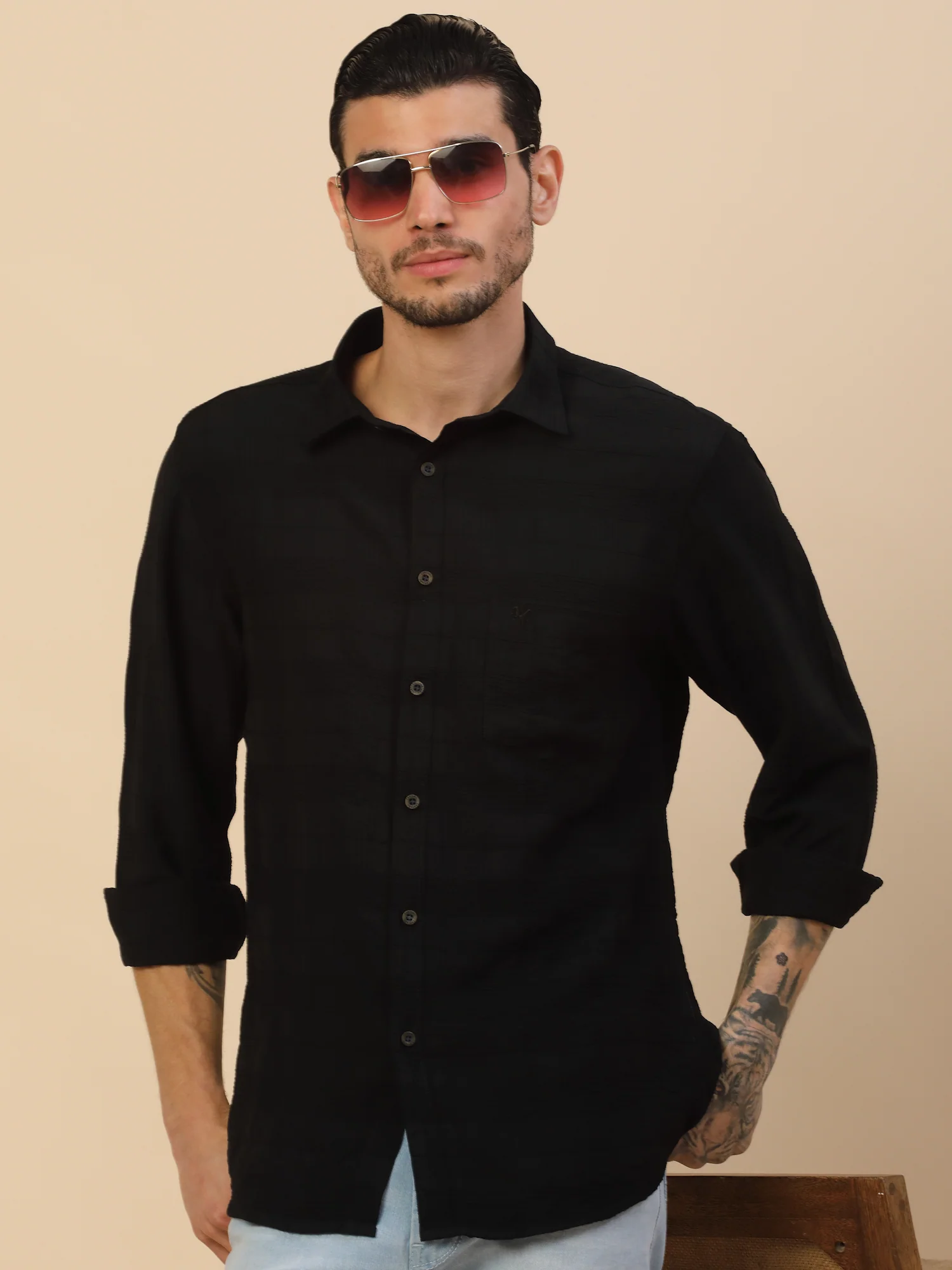 Men's Stylish Self Design Casual Shirt | Regular Fit | Full Sleeve | Nylon | Smart Casual Wear - Image 8