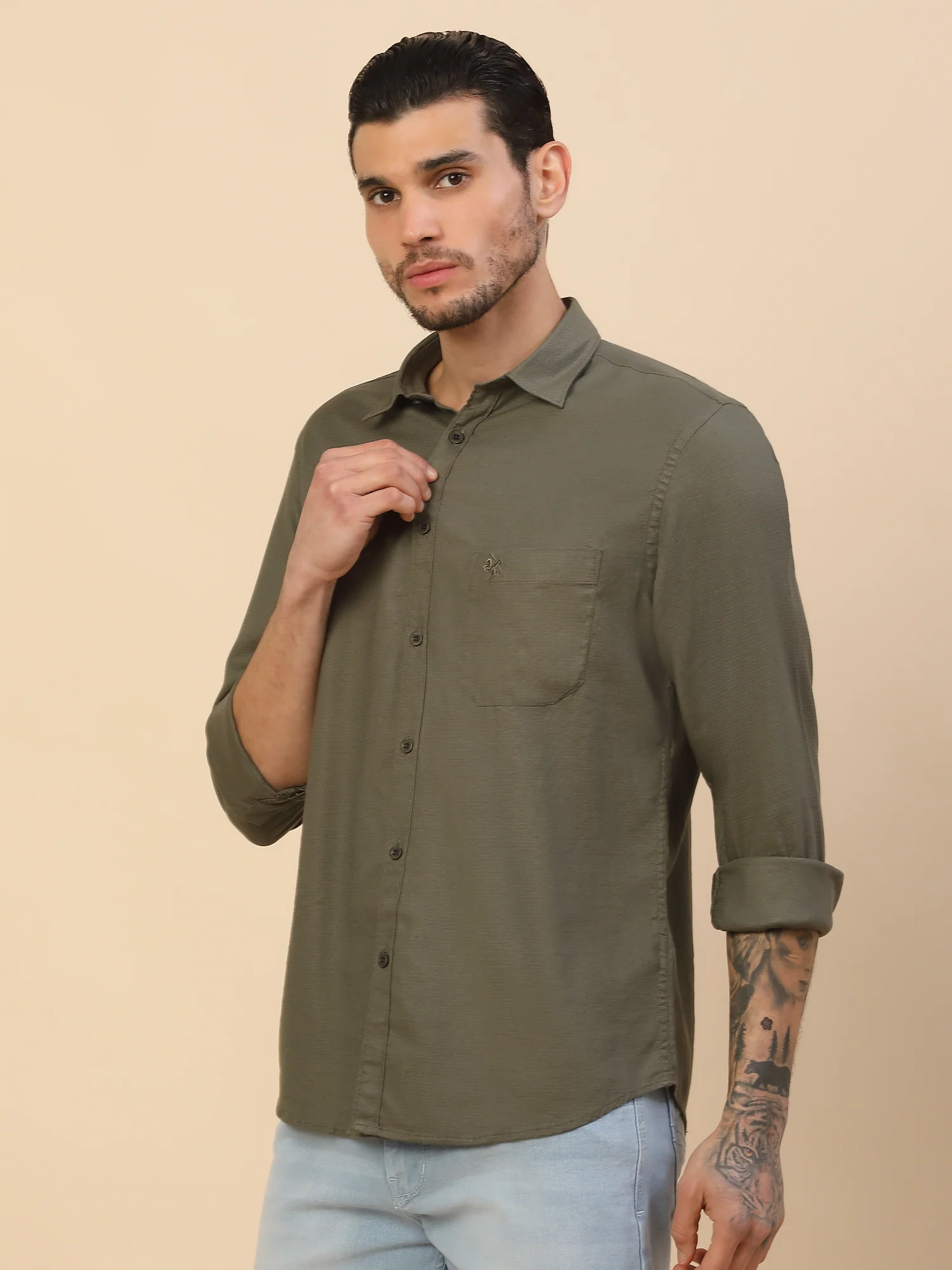 Men's Stylish Solid Casual Shirt | Regular Fit | Full Sleeve | Cotton Blend | Smart Casual Wear - Image 6