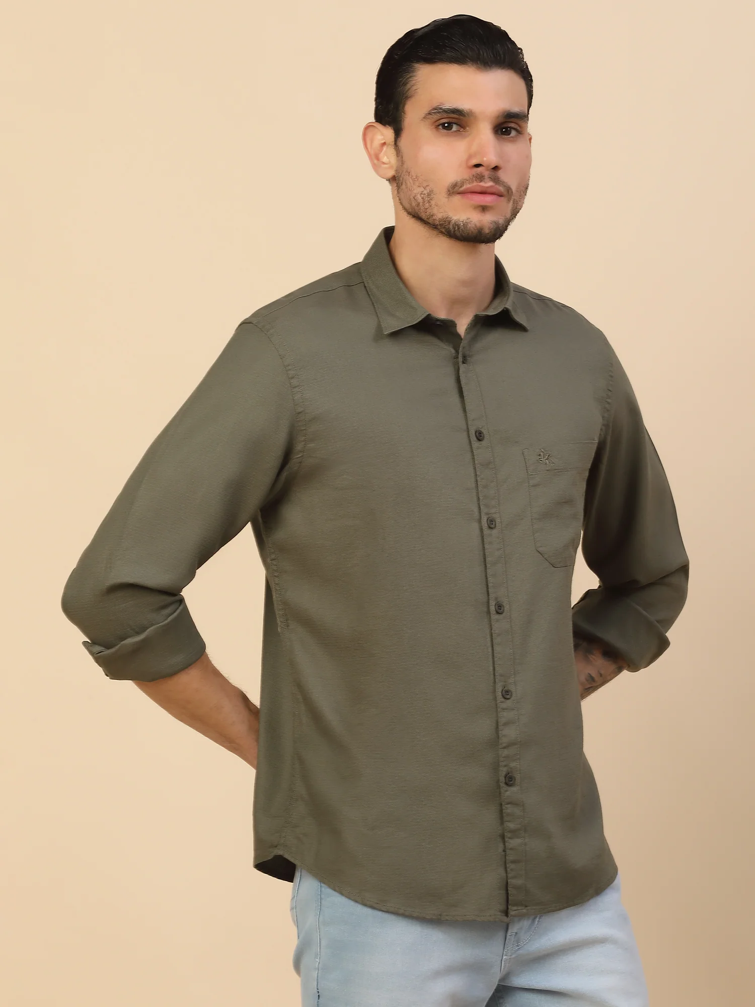 Men's Stylish Solid Casual Shirt | Regular Fit | Full Sleeve | Cotton Blend | Smart Casual Wear - Image 7