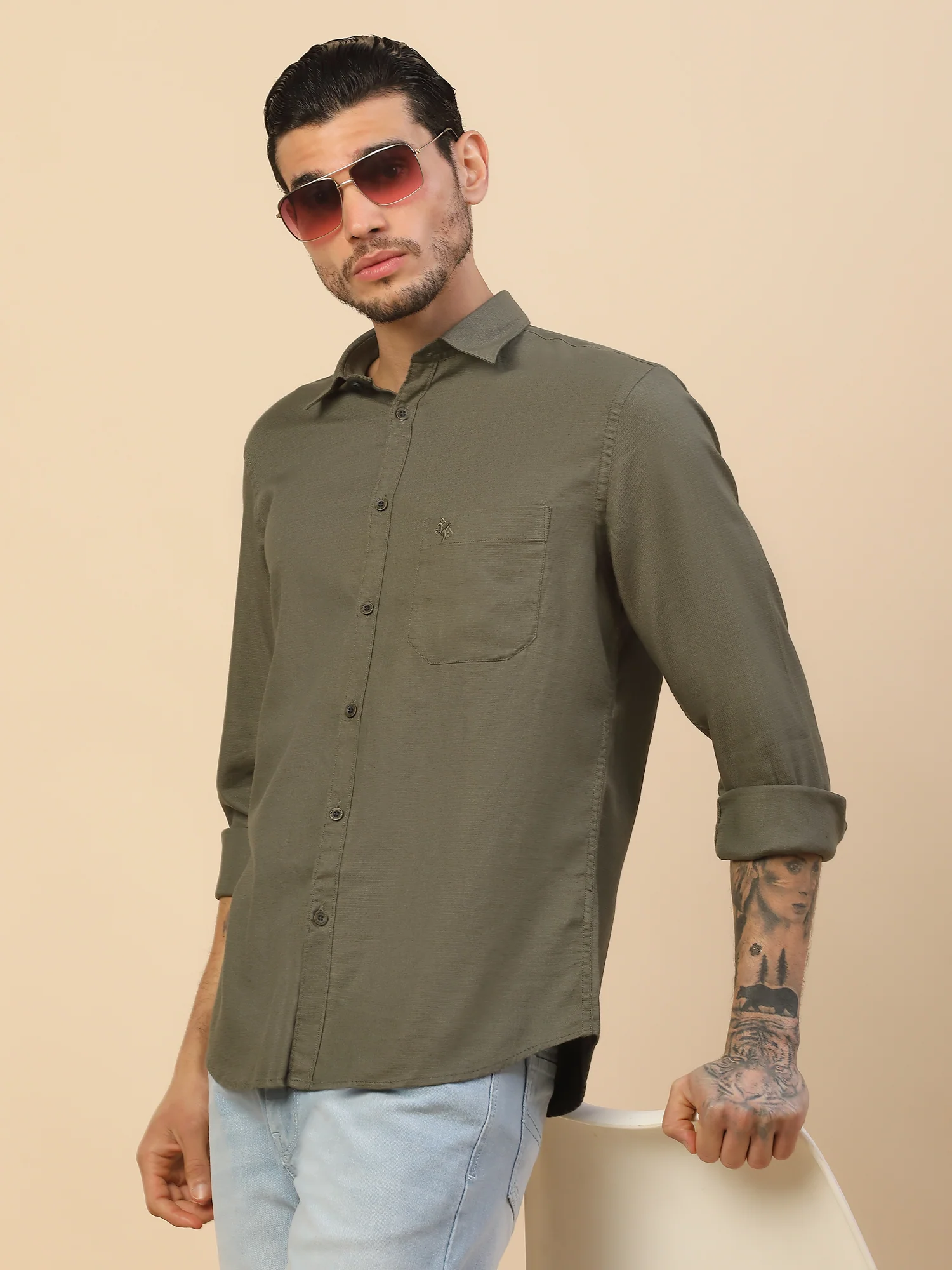 Men's Stylish Solid Casual Shirt | Regular Fit | Full Sleeve | Cotton Blend | Smart Casual Wear - Image 8
