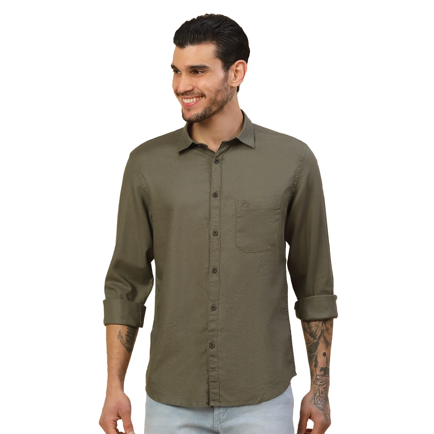 Men's Stylish Solid Casual Shirt | Regular Fit | Full Sleeve | Cotton Blend | Smart Casual Wear - Image 9