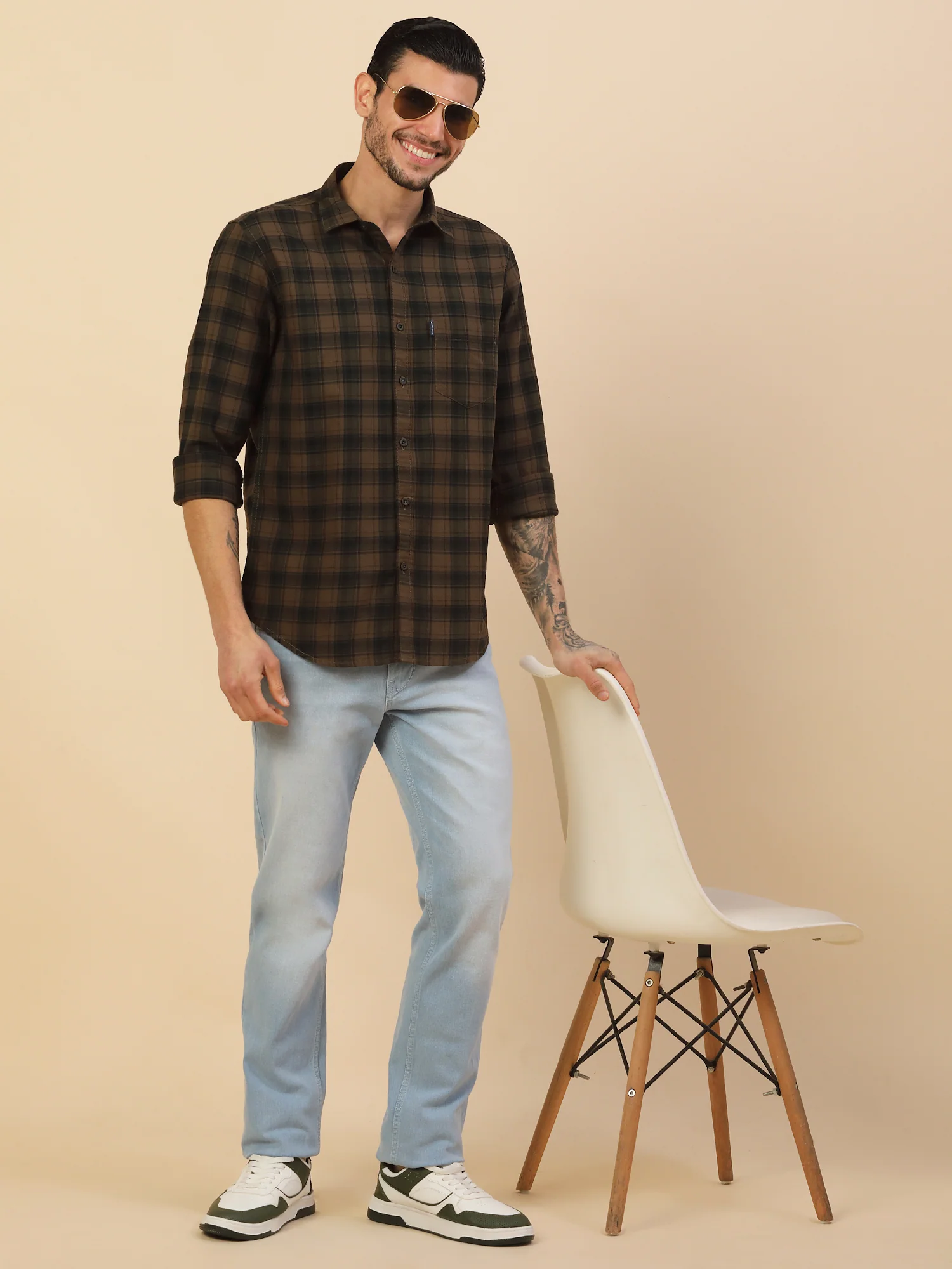Men's Stylish Checkered Casual Shirt | Regular Fit | Full Sleeve | Pure Cotton | Smart Casual Wear - Image 2
