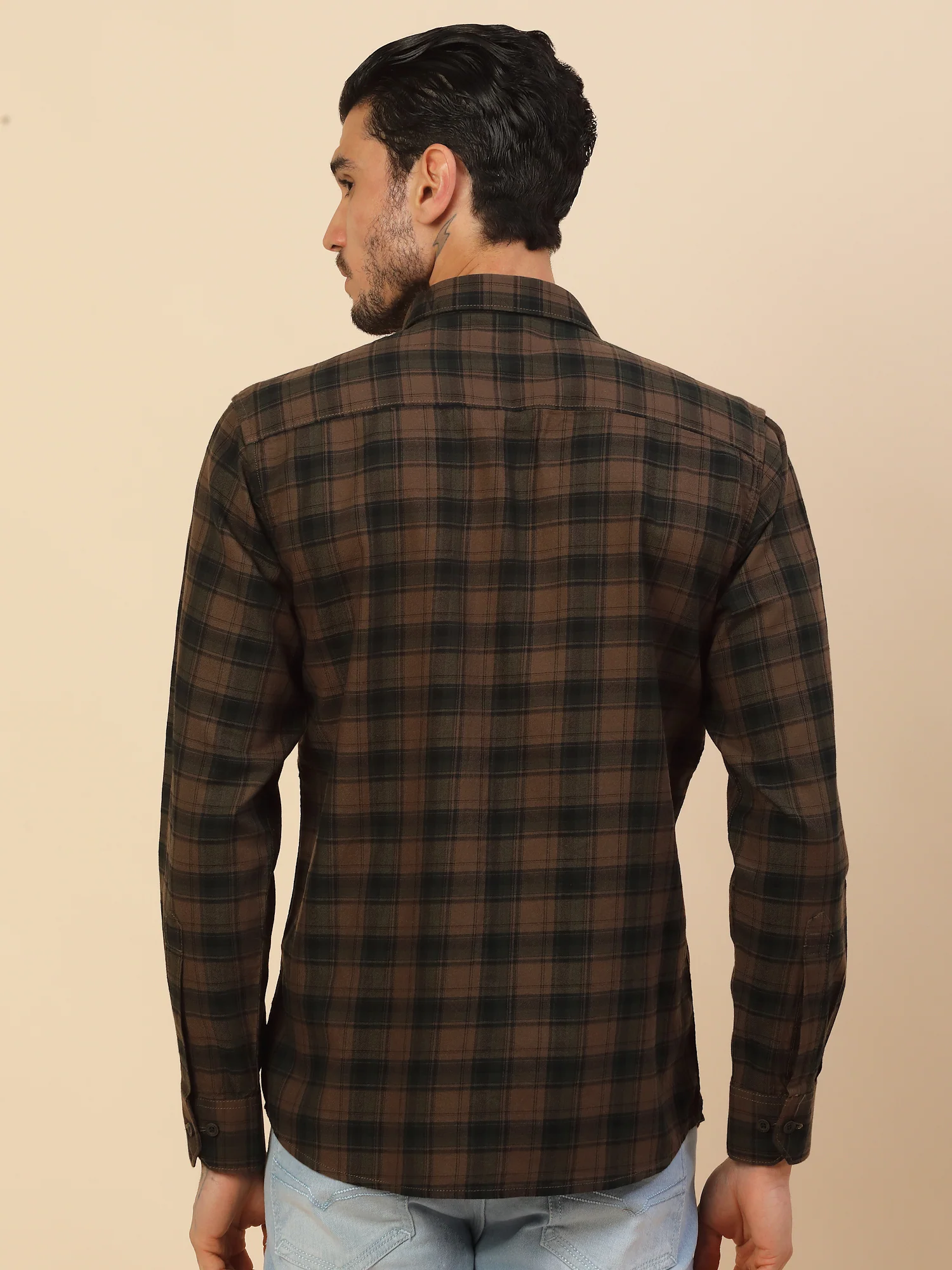 Men's Stylish Checkered Casual Shirt | Regular Fit | Full Sleeve | Pure Cotton | Smart Casual Wear - Image 3