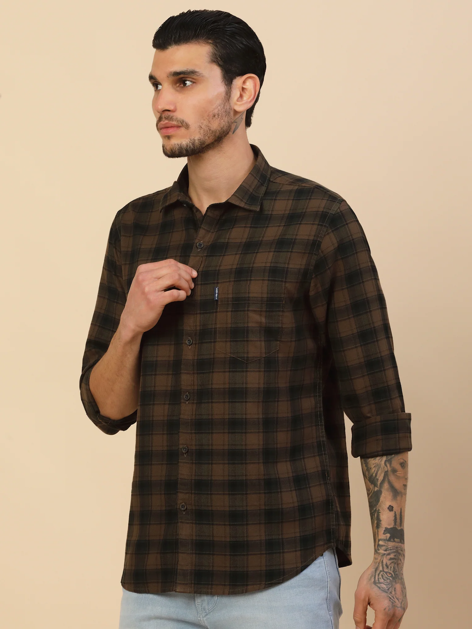 Men's Stylish Checkered Casual Shirt | Regular Fit | Full Sleeve | Pure Cotton | Smart Casual Wear - Image 6