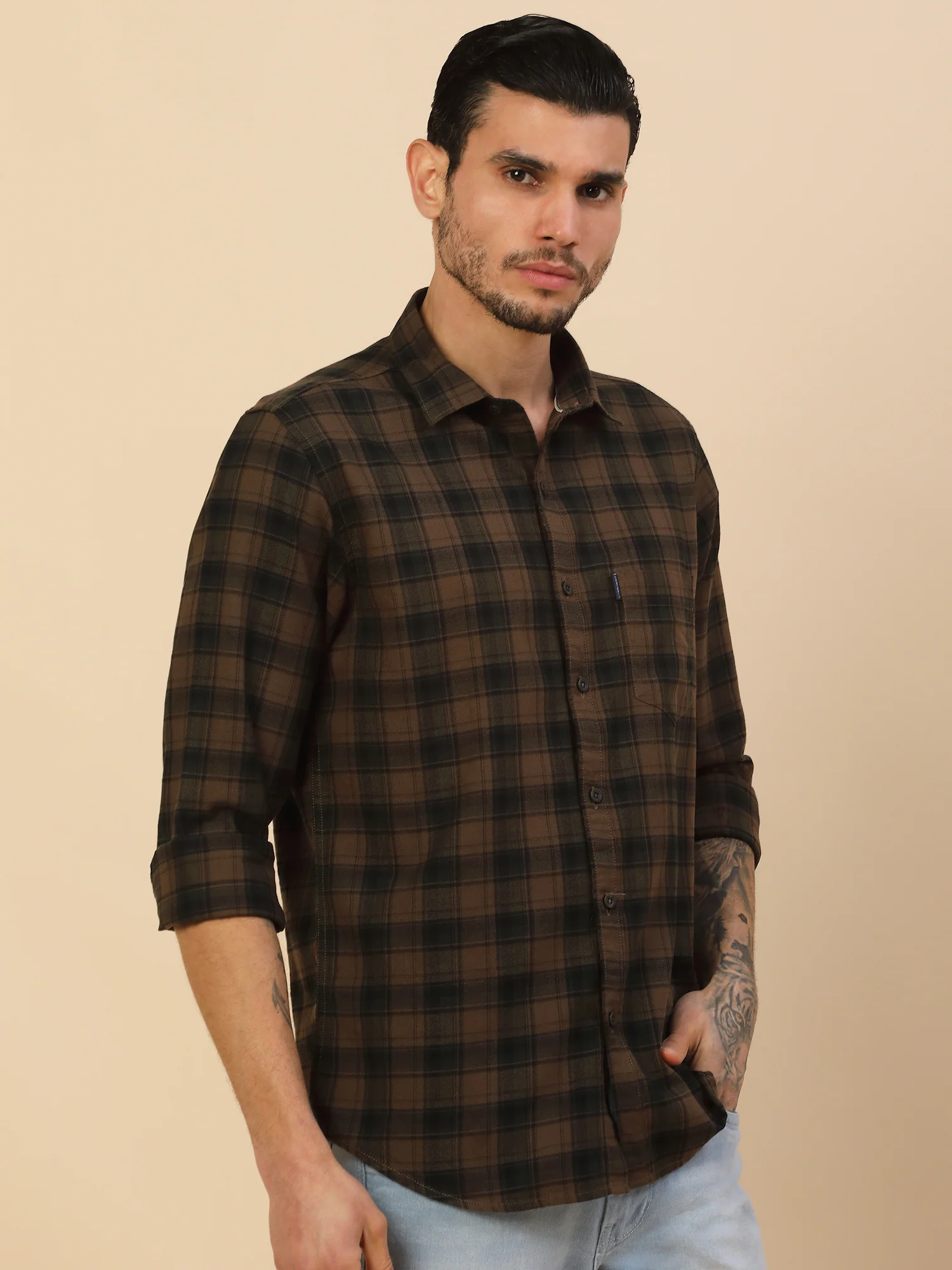 Men's Stylish Checkered Casual Shirt | Regular Fit | Full Sleeve | Pure Cotton | Smart Casual Wear - Image 7