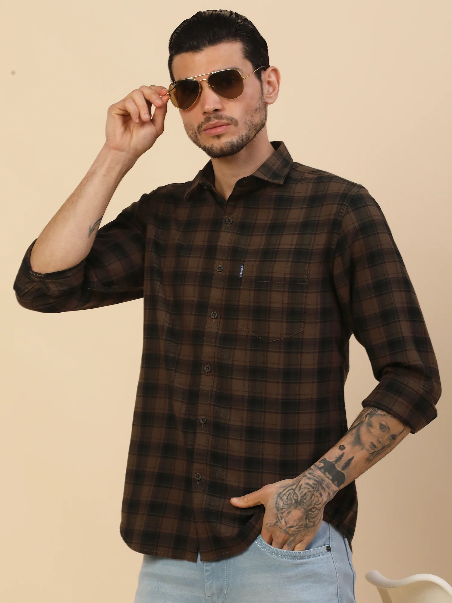 Men's Stylish Checkered Casual Shirt | Regular Fit | Full Sleeve | Pure Cotton | Smart Casual Wear - Image 8