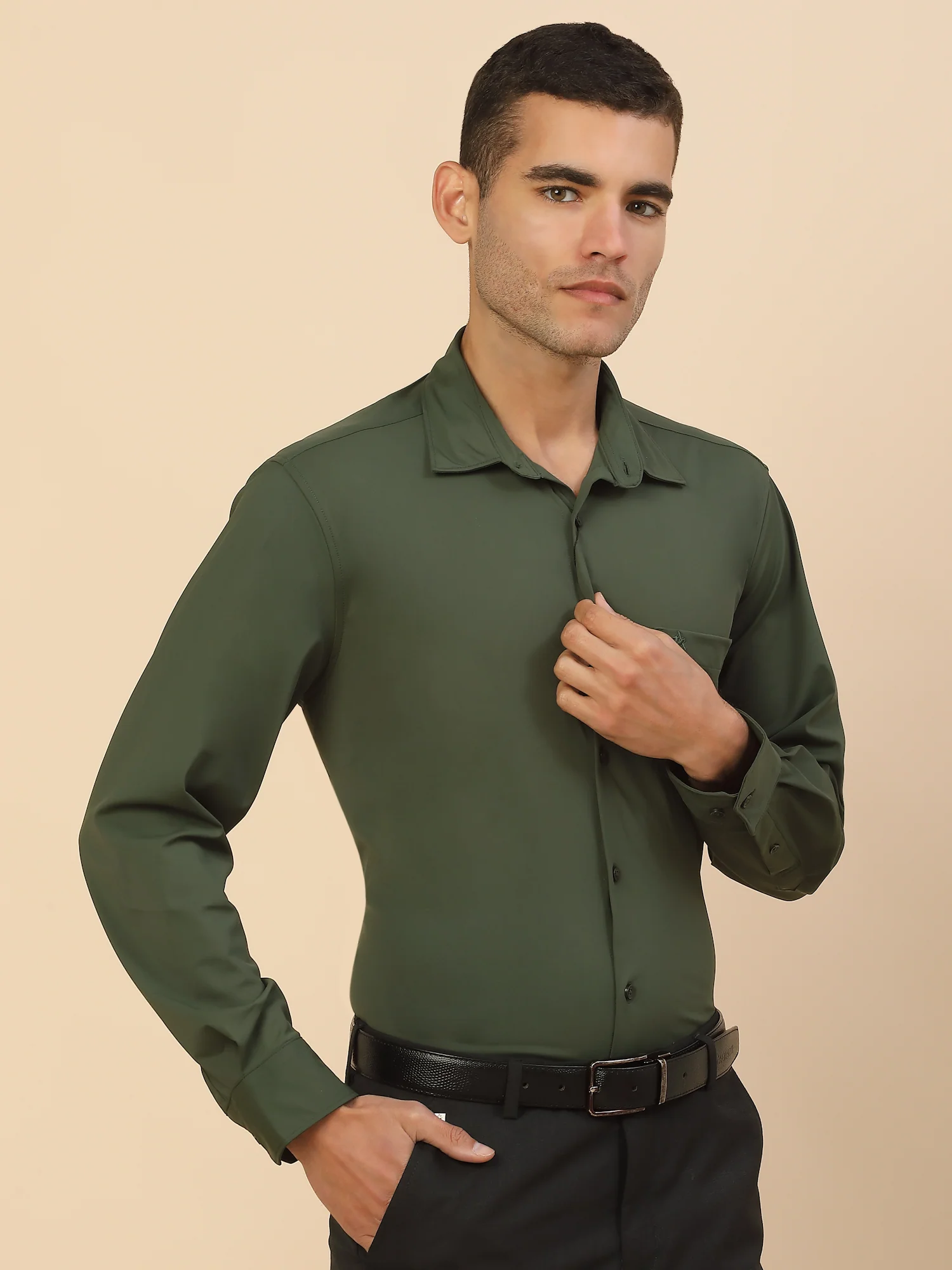 Men's Stylish Solid Formal Shirt | Regular Fit | Full Sleeve | Polyester | Smart Formal Wear - Image 5