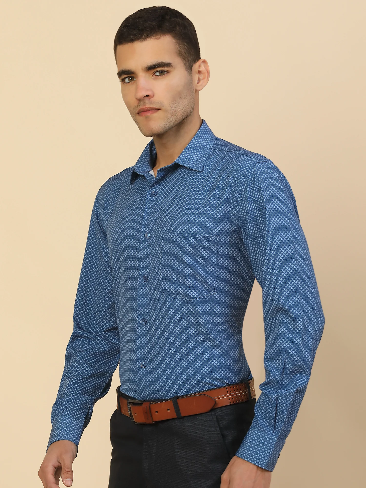 Men's Stylish Printed Formal Shirt | Regular Fit | Full Sleeve | Polyester | Smart Formal Wear - Image 4