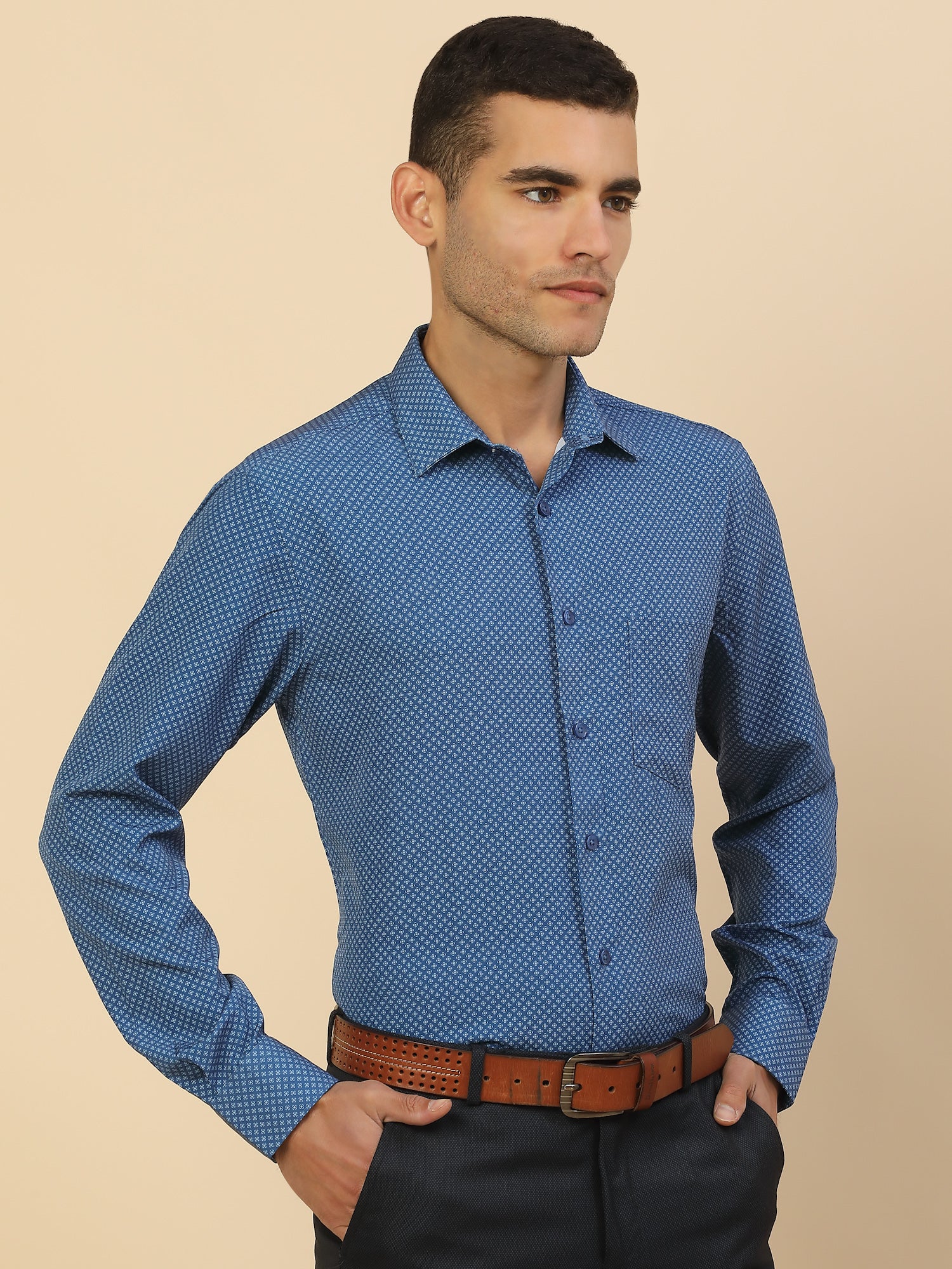 Men's Stylish Printed Formal Shirt | Regular Fit | Full Sleeve | Polyester | Smart Formal Wear - Image 5