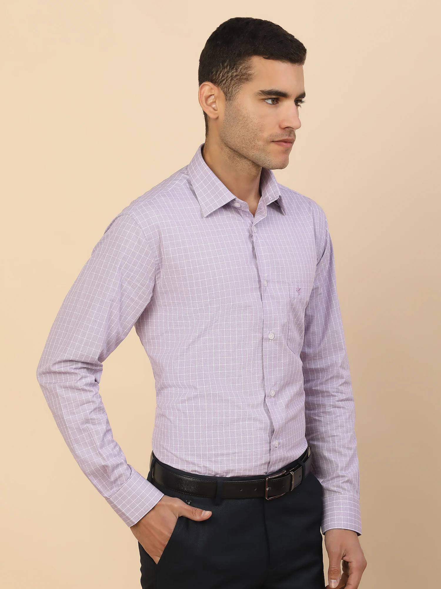 Men's Stylish Checkered Formal Shirt | Regular Fit | Full Sleeve | Pure Cotton | Smart Formal Wear - Image 5
