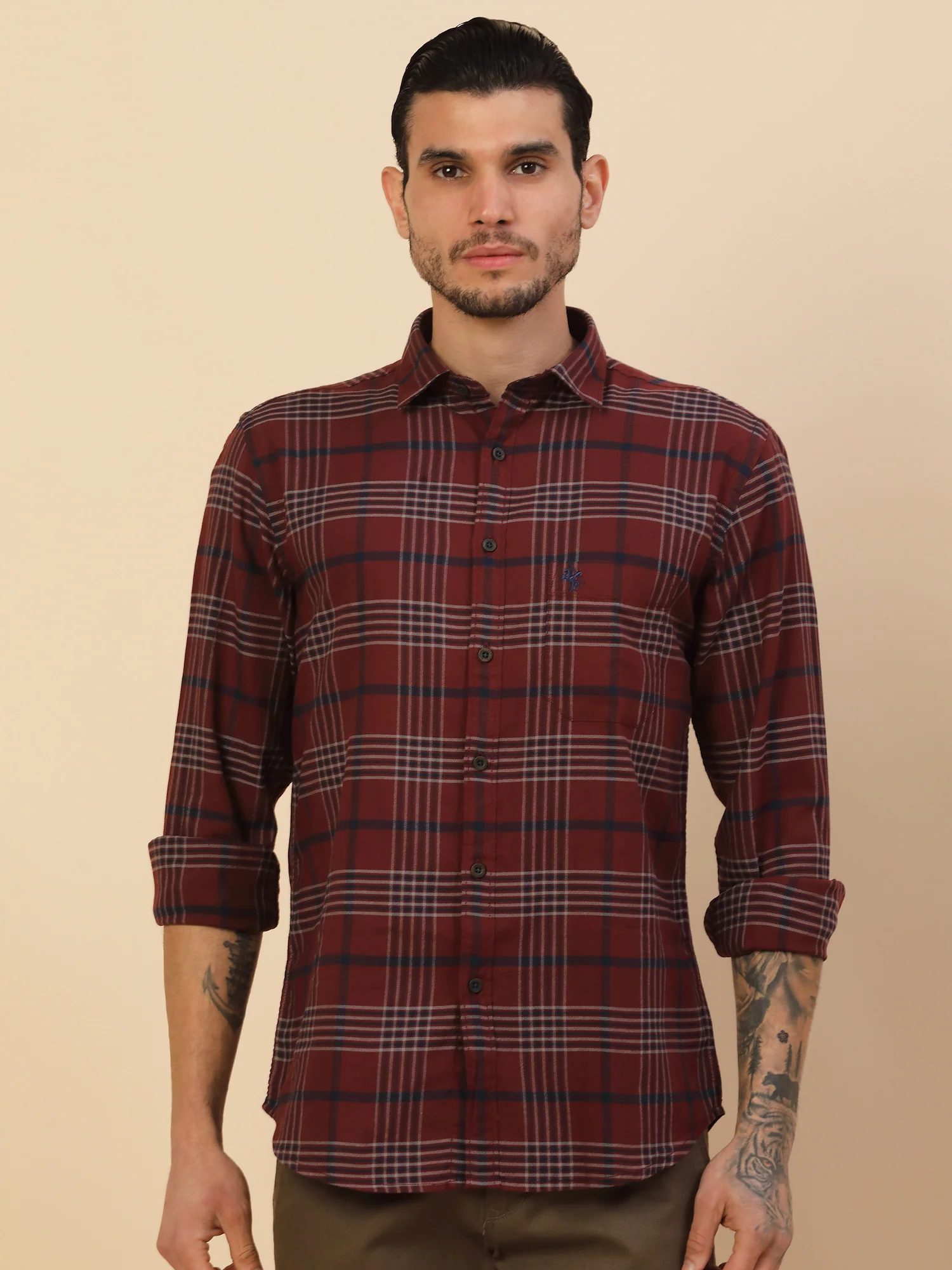 Men's Stylish Checkered Casual Shirt | Regular Fit | Full Sleeve | Pure Cotton | Smart Casual Wear