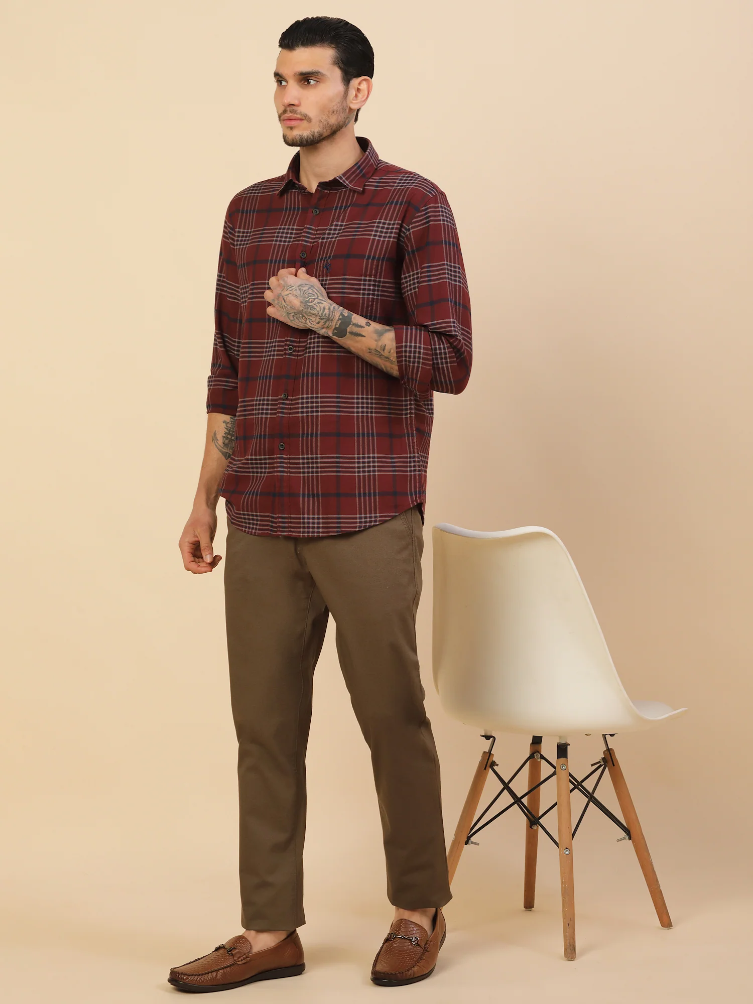 Men's Stylish Checkered Casual Shirt | Regular Fit | Full Sleeve | Pure Cotton | Smart Casual Wear - Image 2