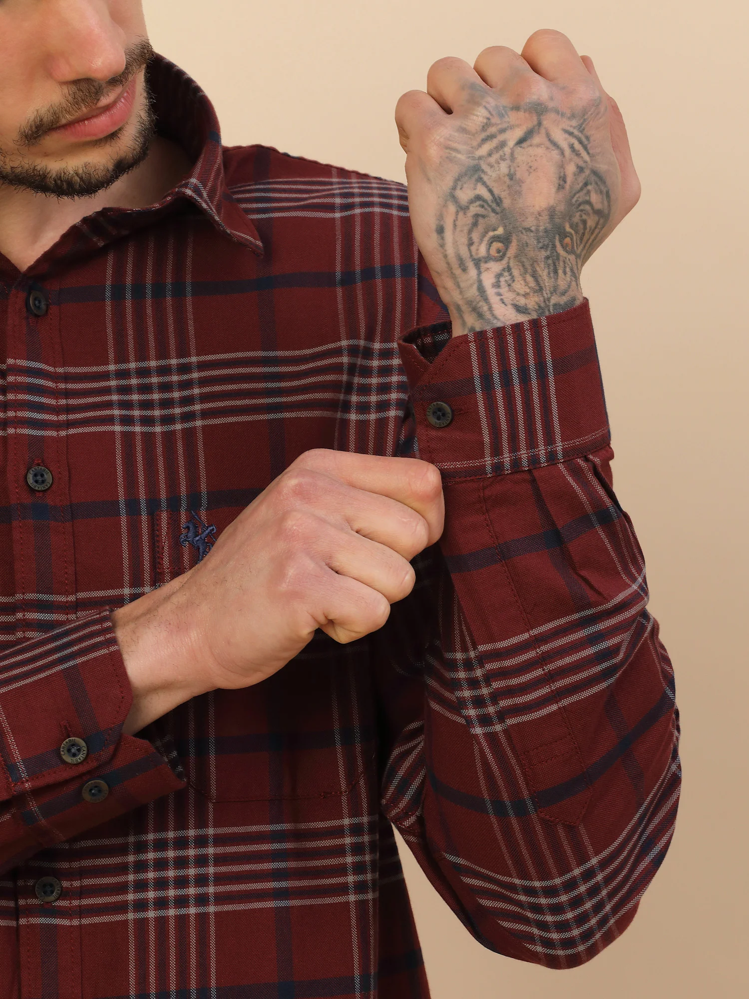 Men's Stylish Checkered Casual Shirt | Regular Fit | Full Sleeve | Pure Cotton | Smart Casual Wear - Image 4