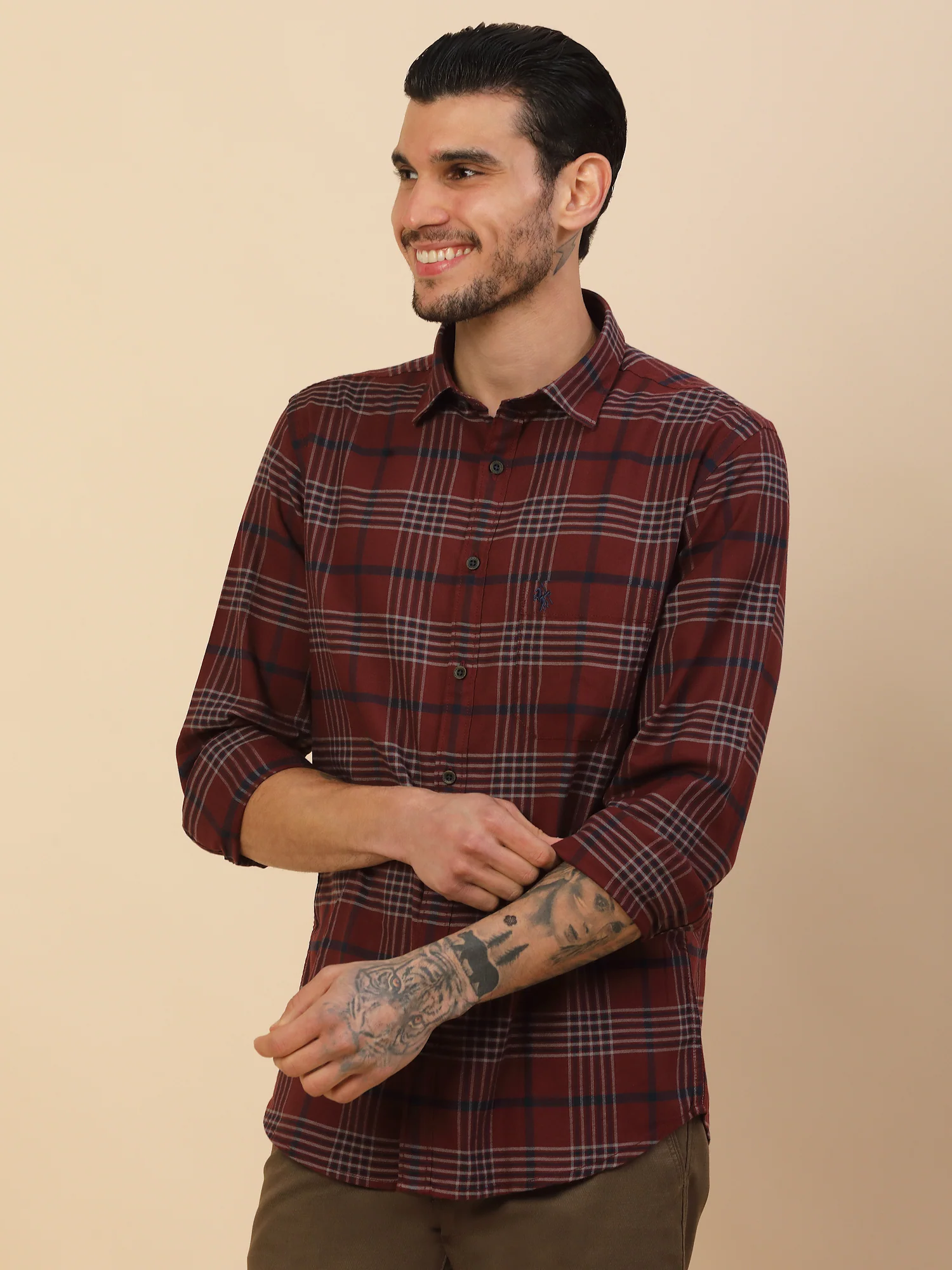 Men's Stylish Checkered Casual Shirt | Regular Fit | Full Sleeve | Pure Cotton | Smart Casual Wear - Image 6