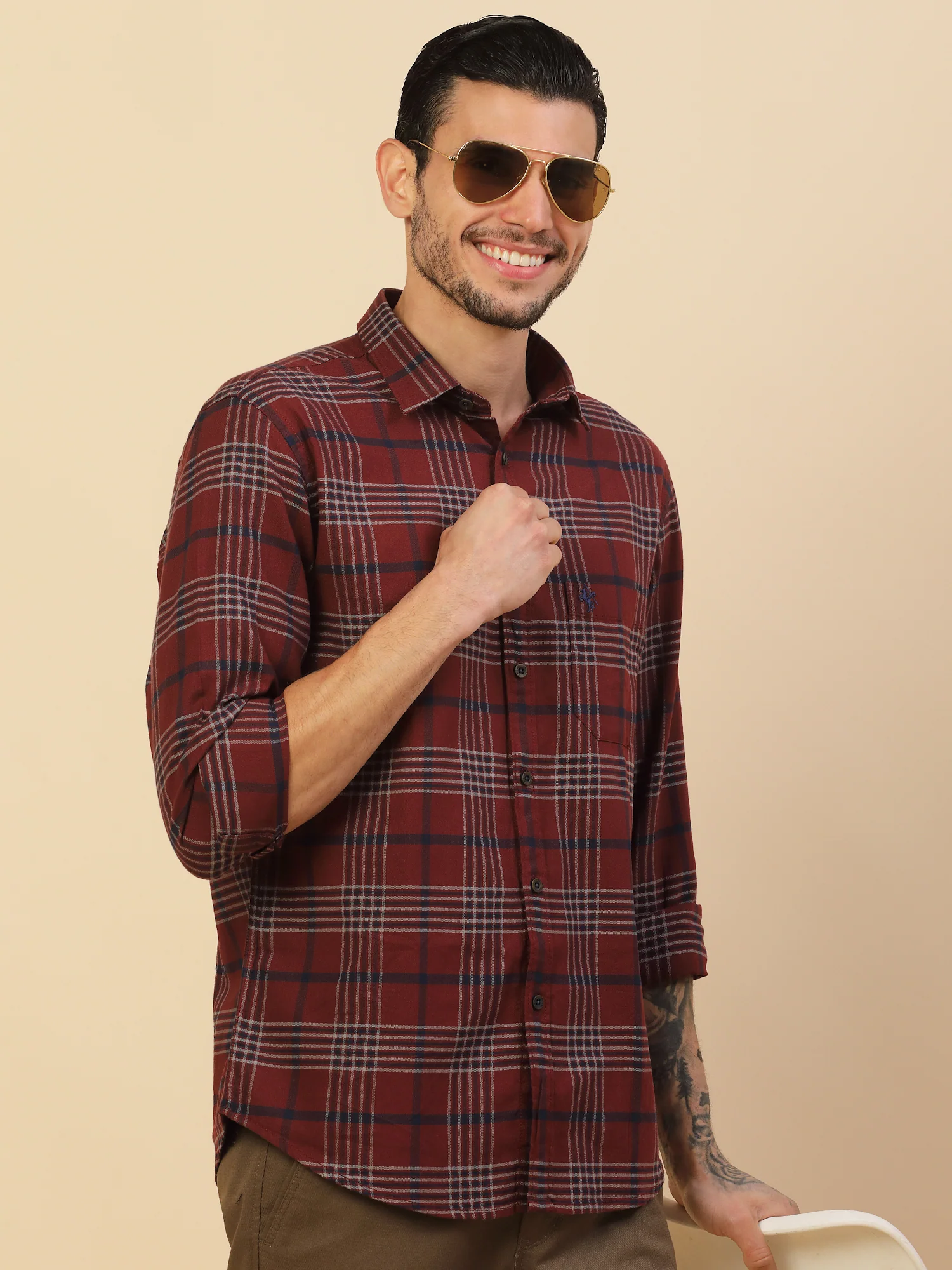 Men's Stylish Checkered Casual Shirt | Regular Fit | Full Sleeve | Pure Cotton | Smart Casual Wear - Image 8