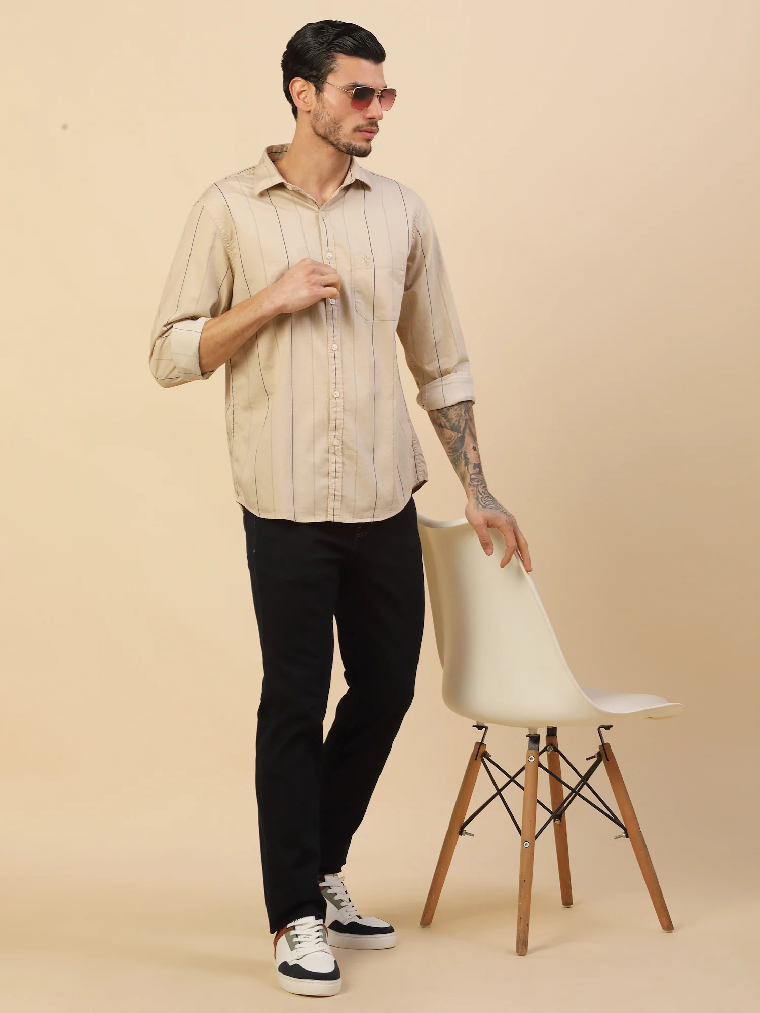 Men's Stylish Striped Casual Shirt | Regular Fit | Full Sleeve | Pure Cotton | Smart Casual Wear - Image 2