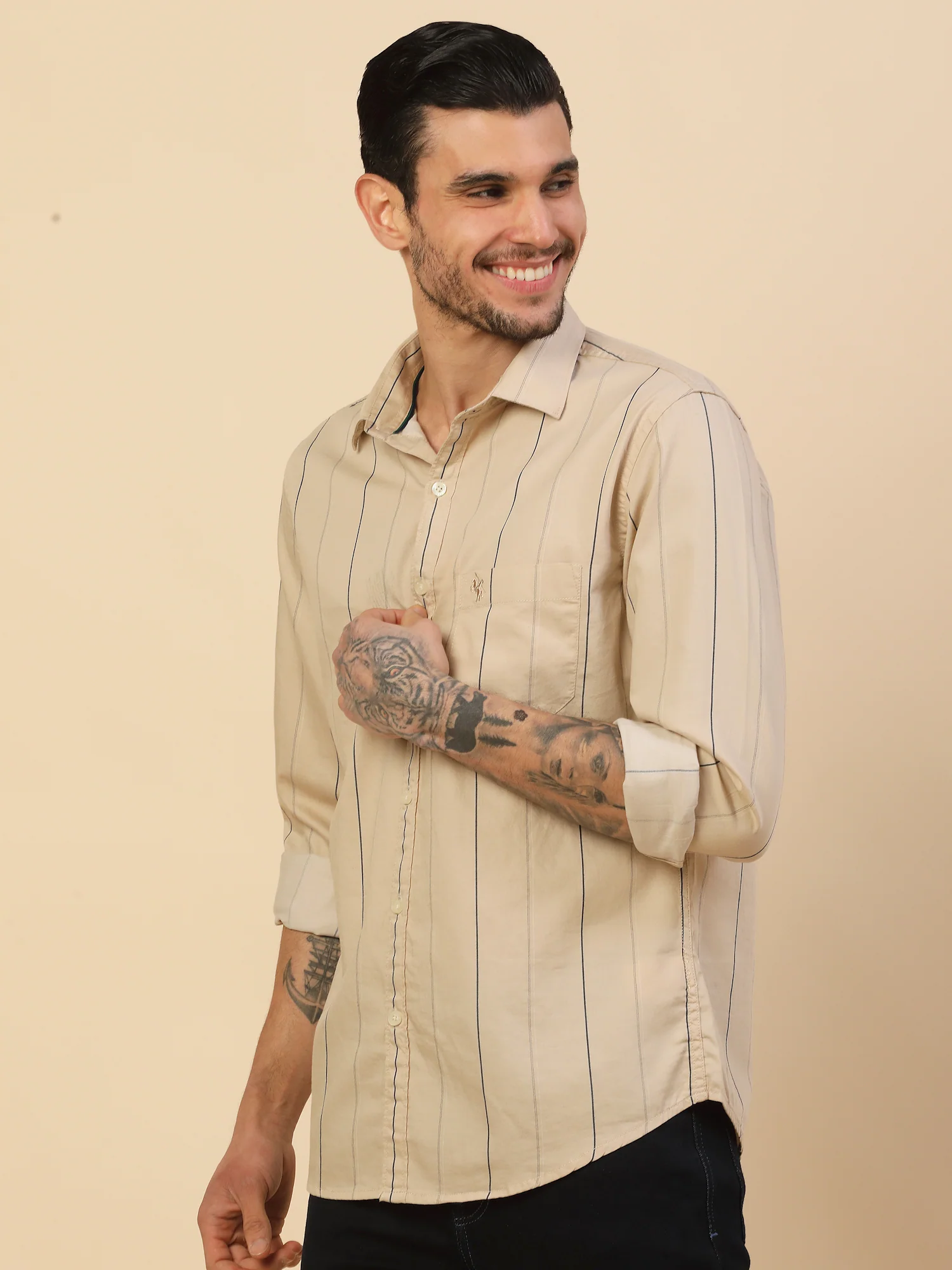 Men's Stylish Striped Casual Shirt | Regular Fit | Full Sleeve | Pure Cotton | Smart Casual Wear - Image 6