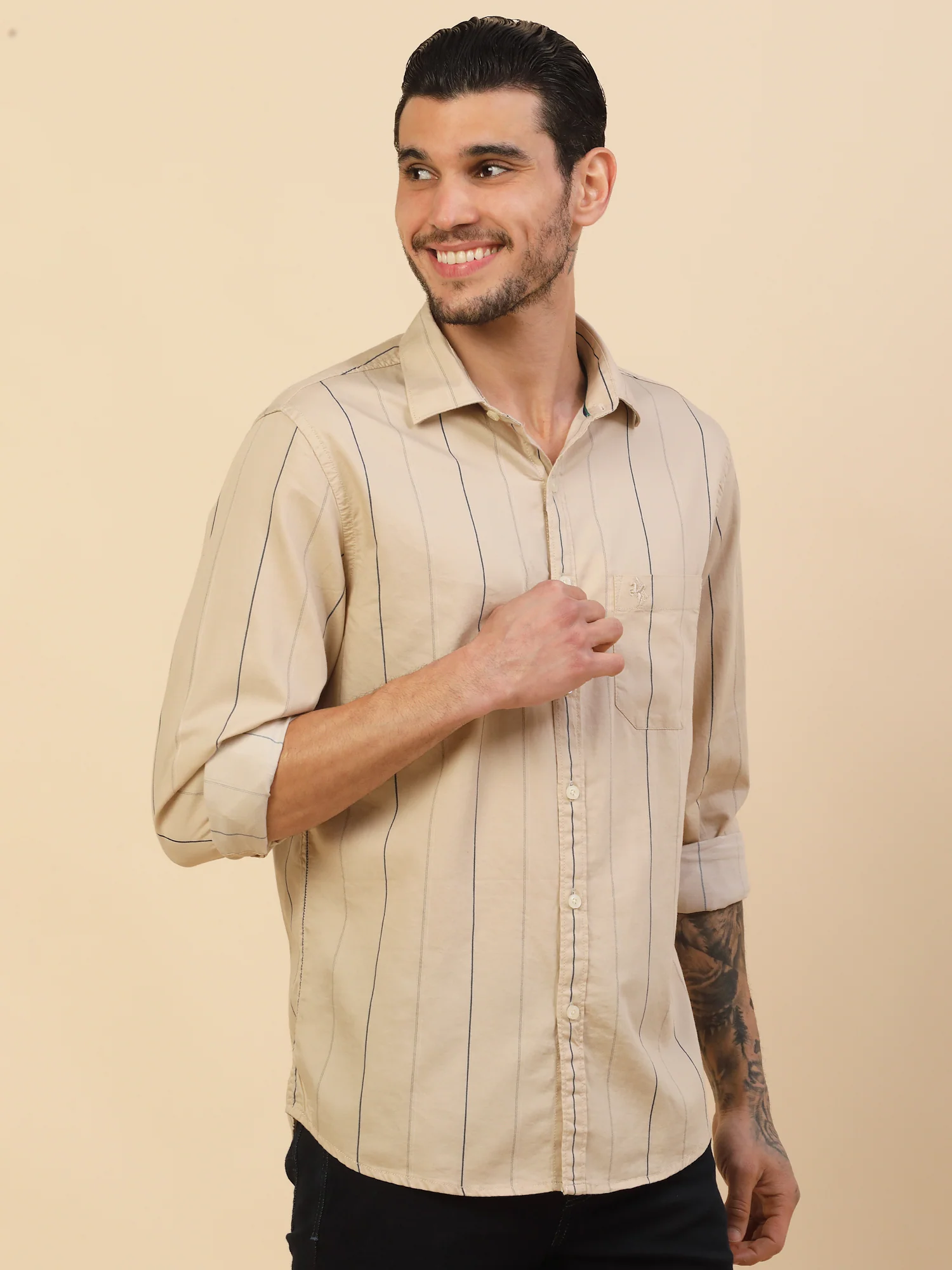 Men's Stylish Striped Casual Shirt | Regular Fit | Full Sleeve | Pure Cotton | Smart Casual Wear - Image 7