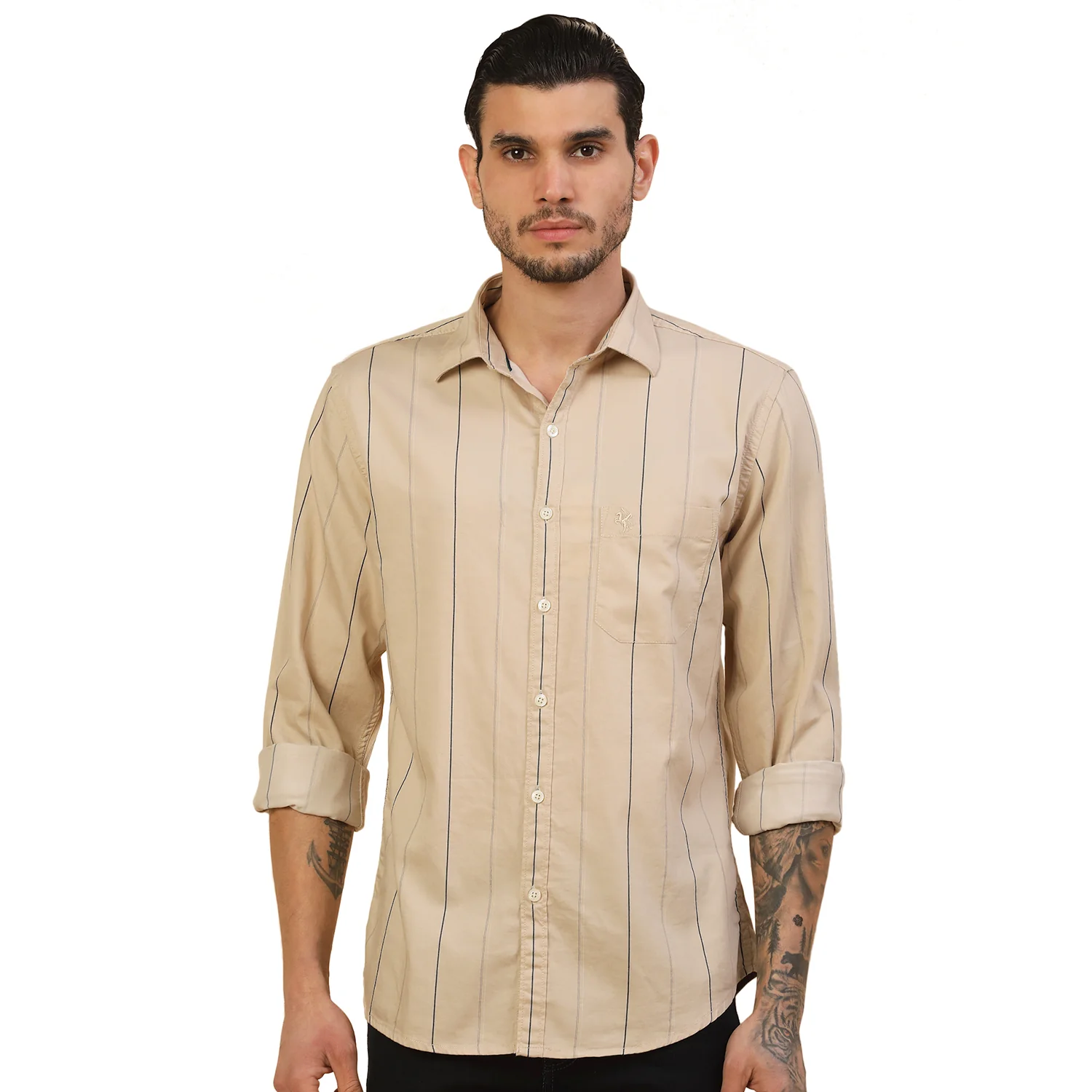 Men's Stylish Striped Casual Shirt | Regular Fit | Full Sleeve | Pure Cotton | Smart Casual Wear - Image 9