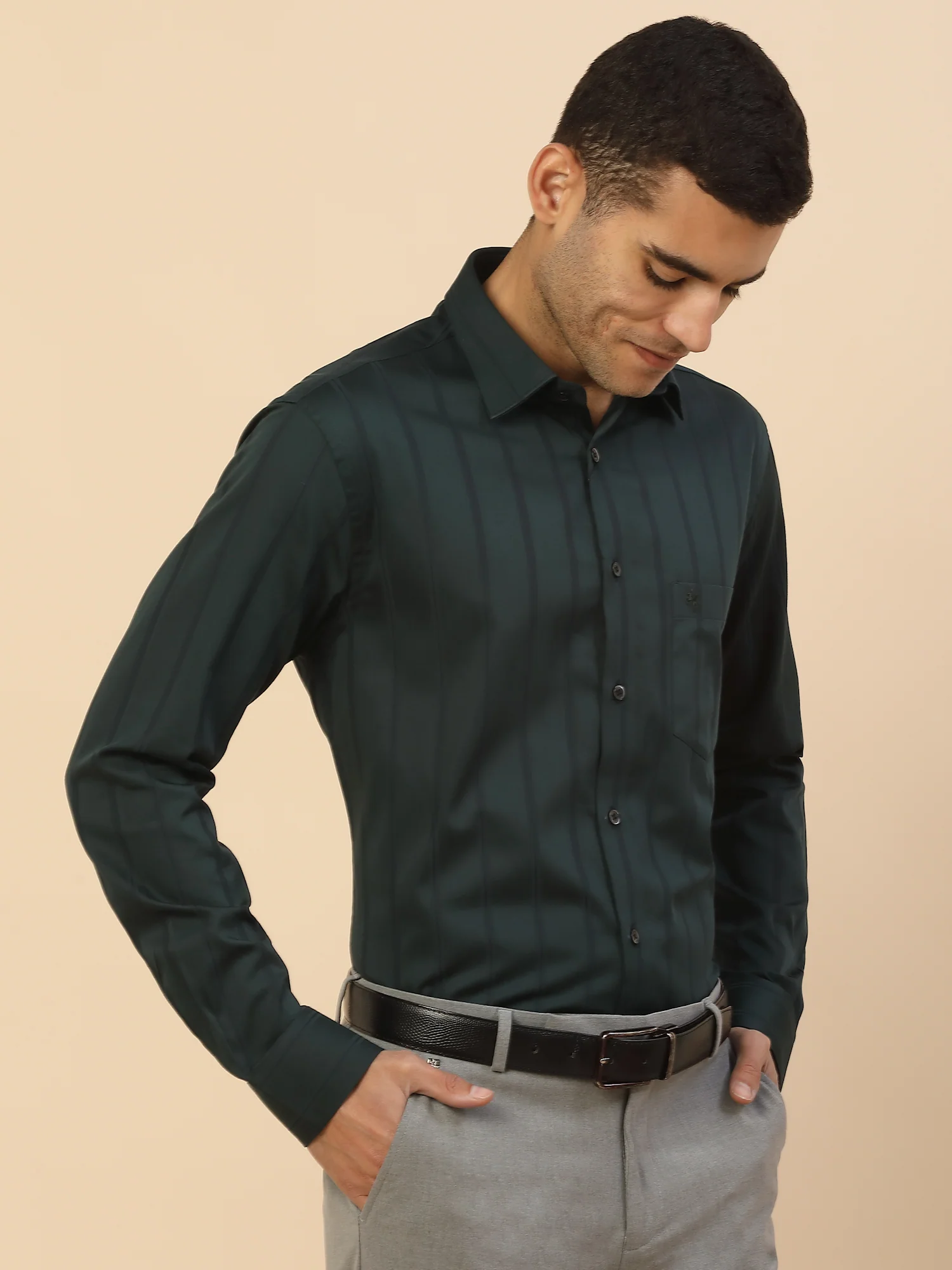 Men's Stylish Striped Formal Shirt | Regular Fit | Full Sleeve | Pure Cotton | Smart Formal Wear - Image 4