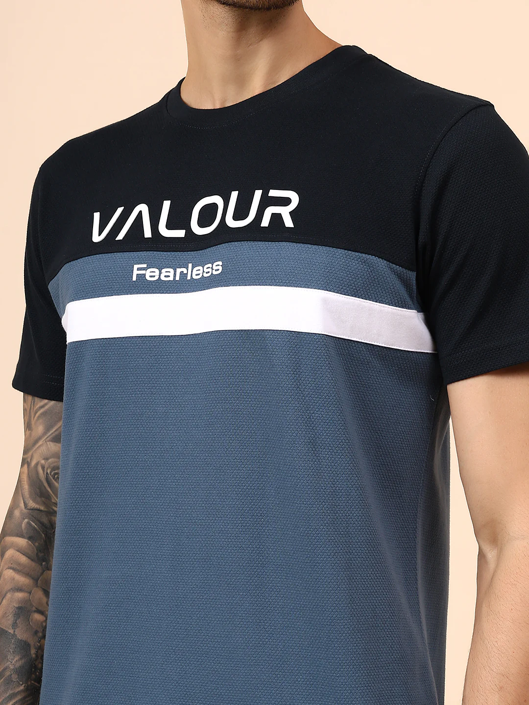 T-Shirt for Men | Breathable & Soft with Color Fastness Regular Fit Round Neck Poly Cotton Fabric Colour Block Pattern - Image 6