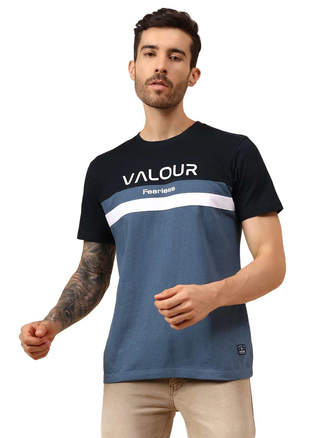 T-Shirt for Men | Breathable & Soft with Color Fastness Regular Fit Round Neck Poly Cotton Fabric Colour Block Pattern - Image 8